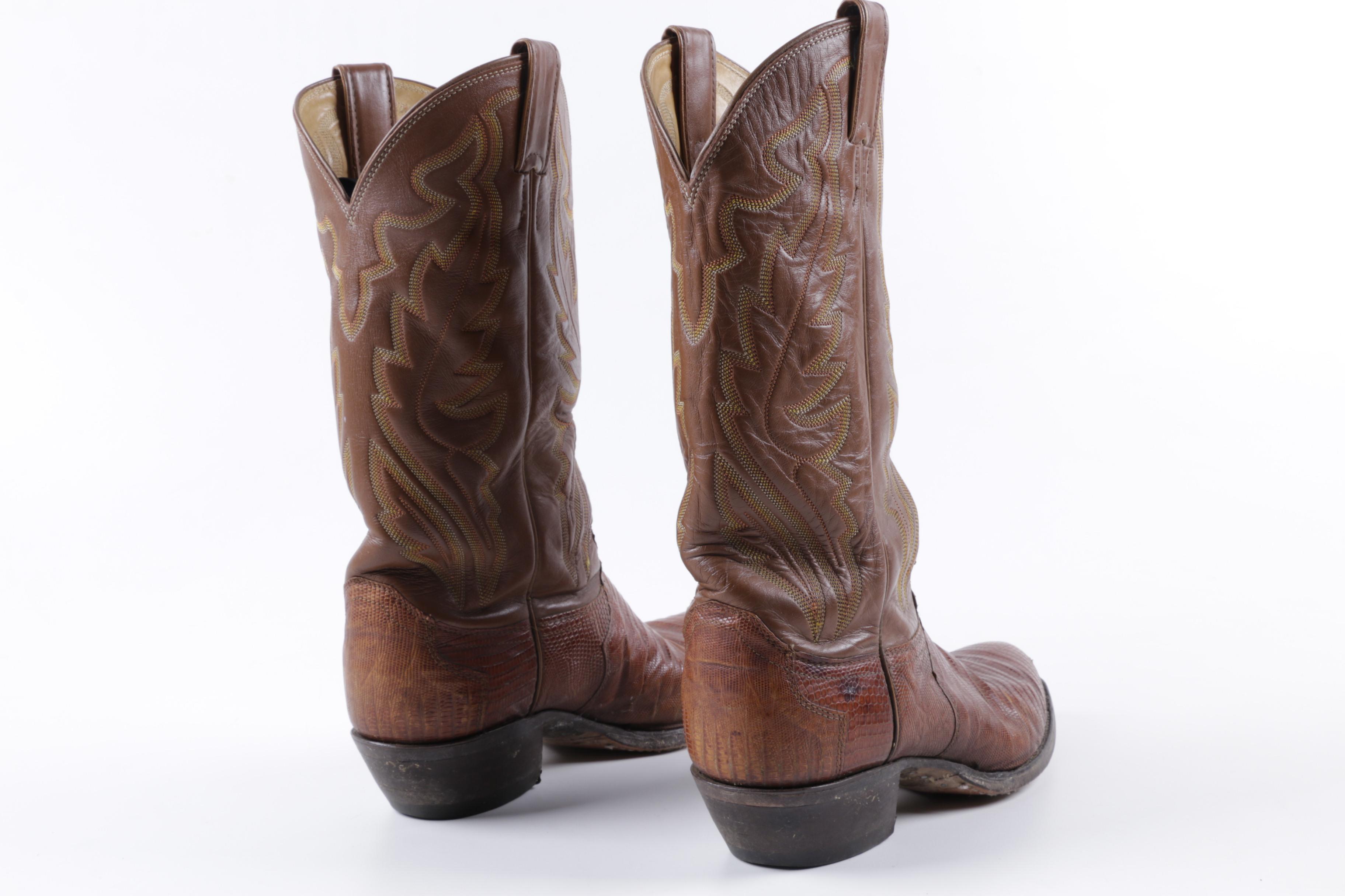 Justin Lizard Skin and Cowhide Men's Western Boots