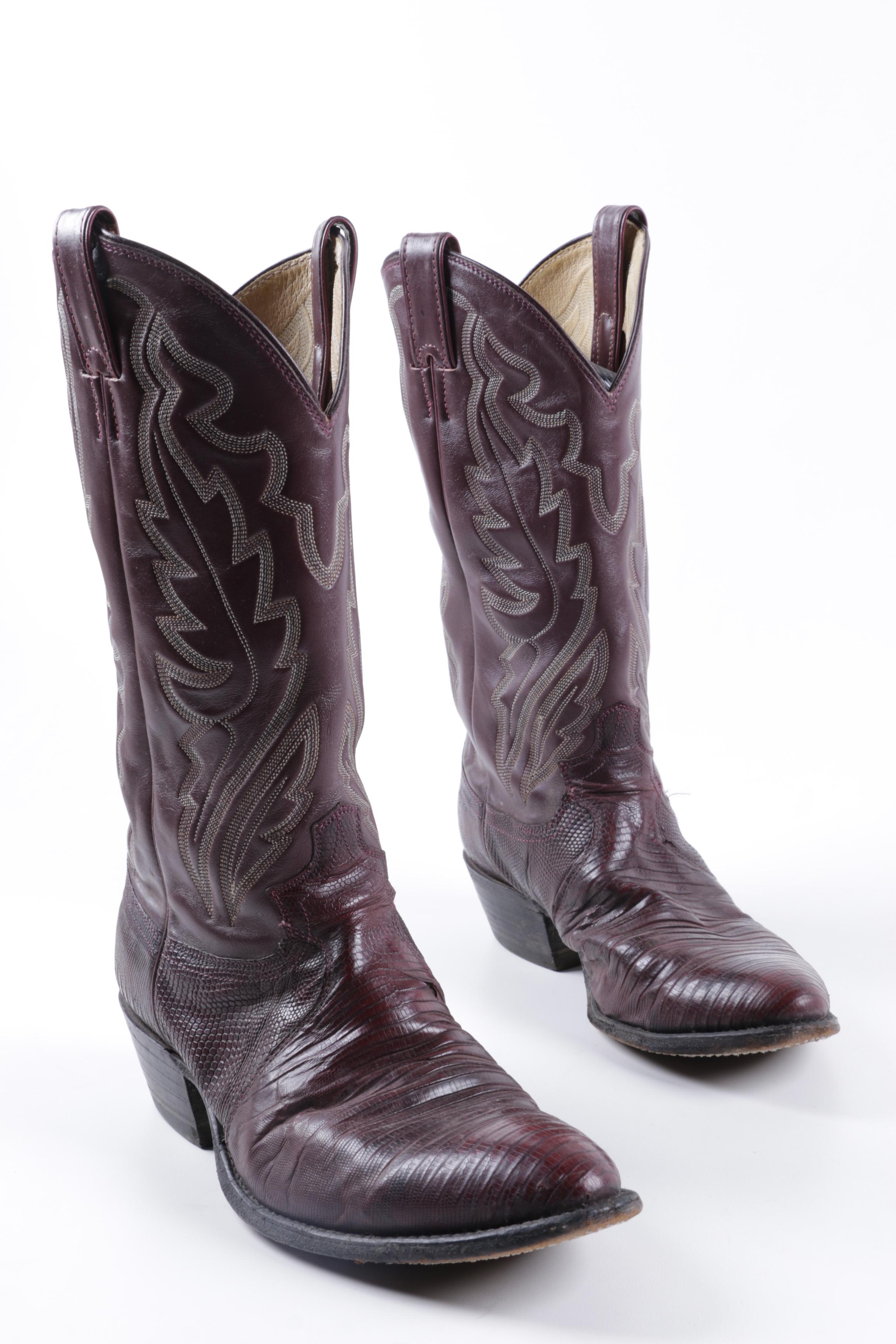 Justin Lizard Skin and Cowhide Men's Western Boots