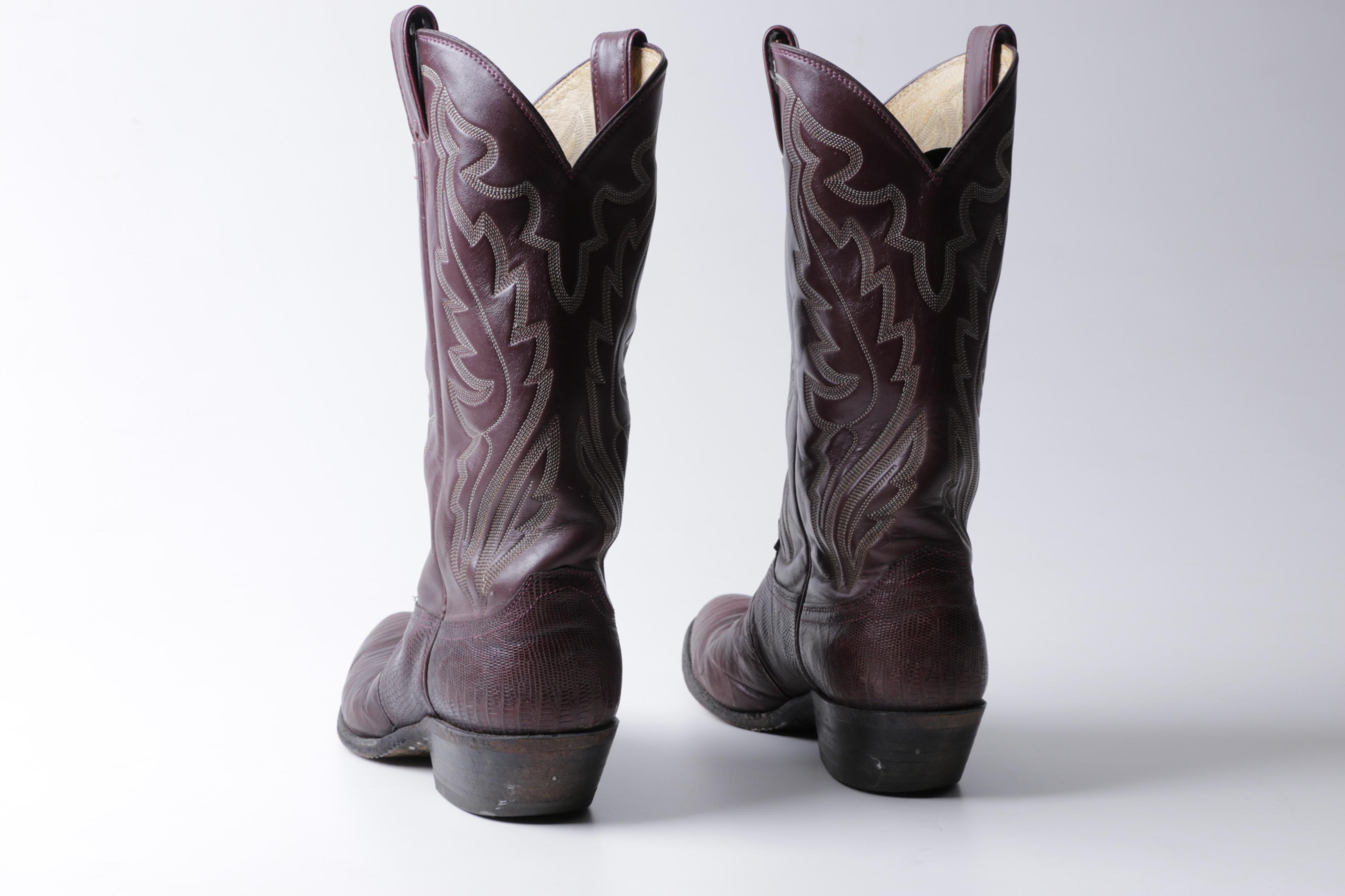 Justin Lizard Skin and Cowhide Men's Western Boots