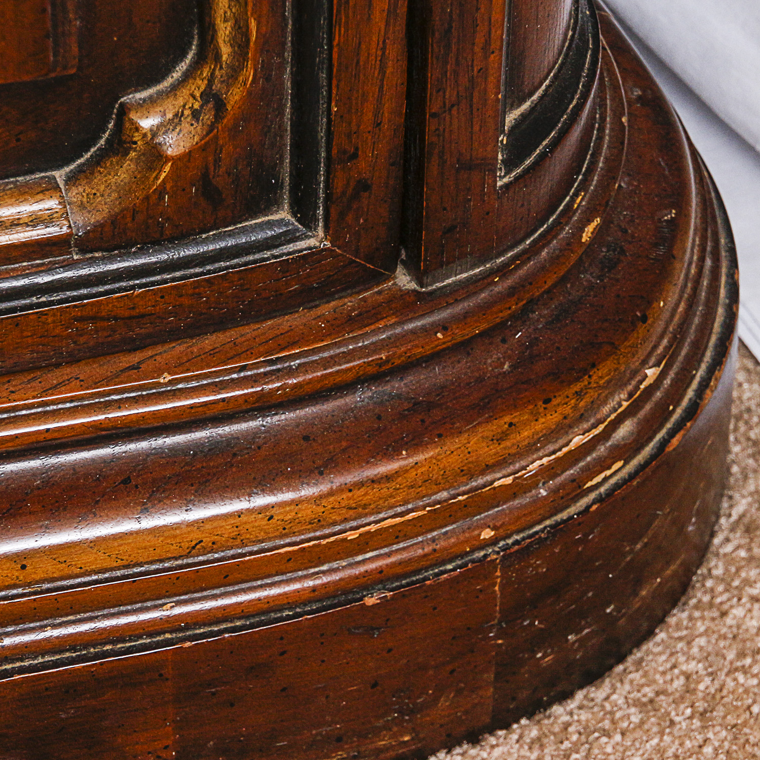Wooden Bedside Table with Painted Gold Tone Accents