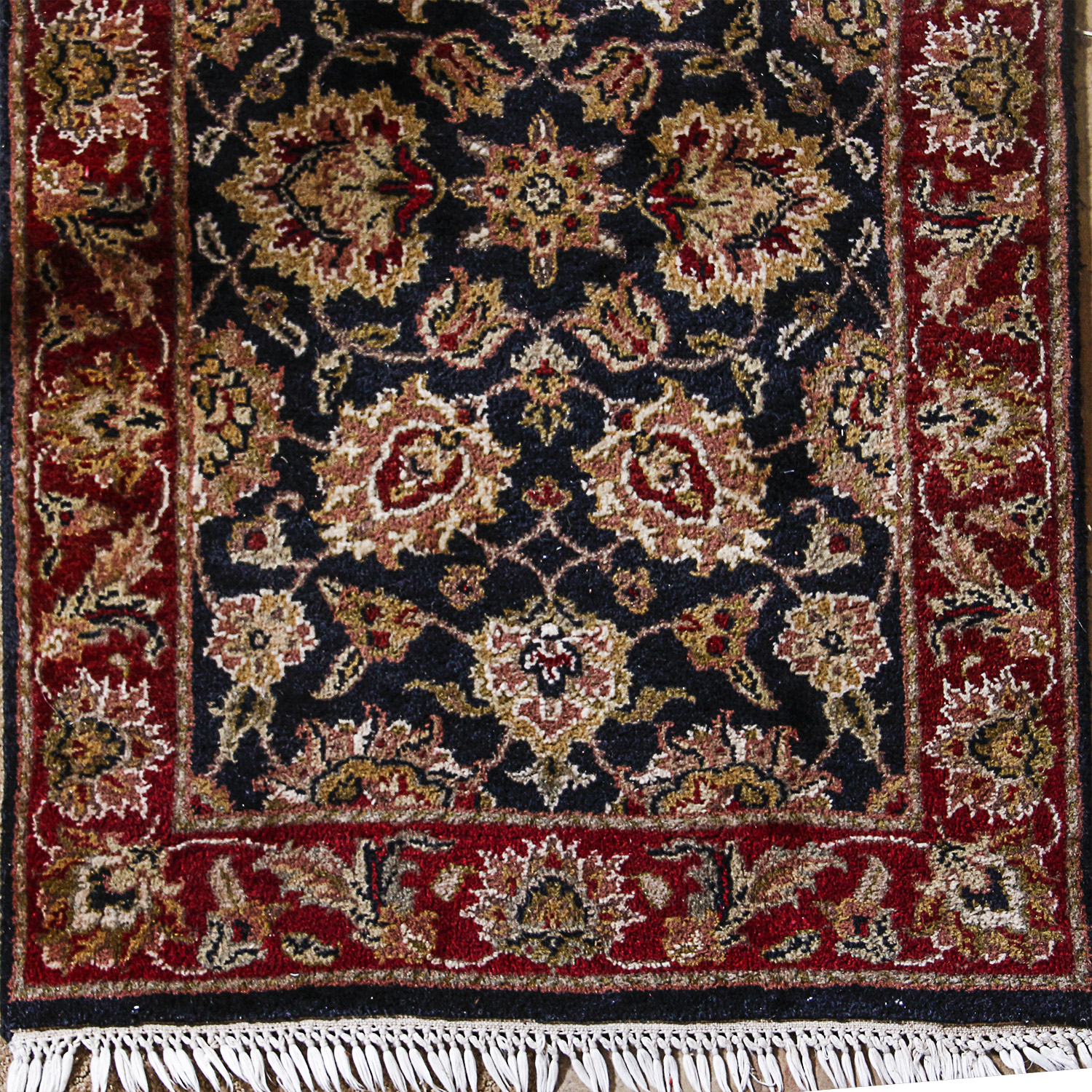 Hand-Knotted Indo-Persian Wool Carpet Runner