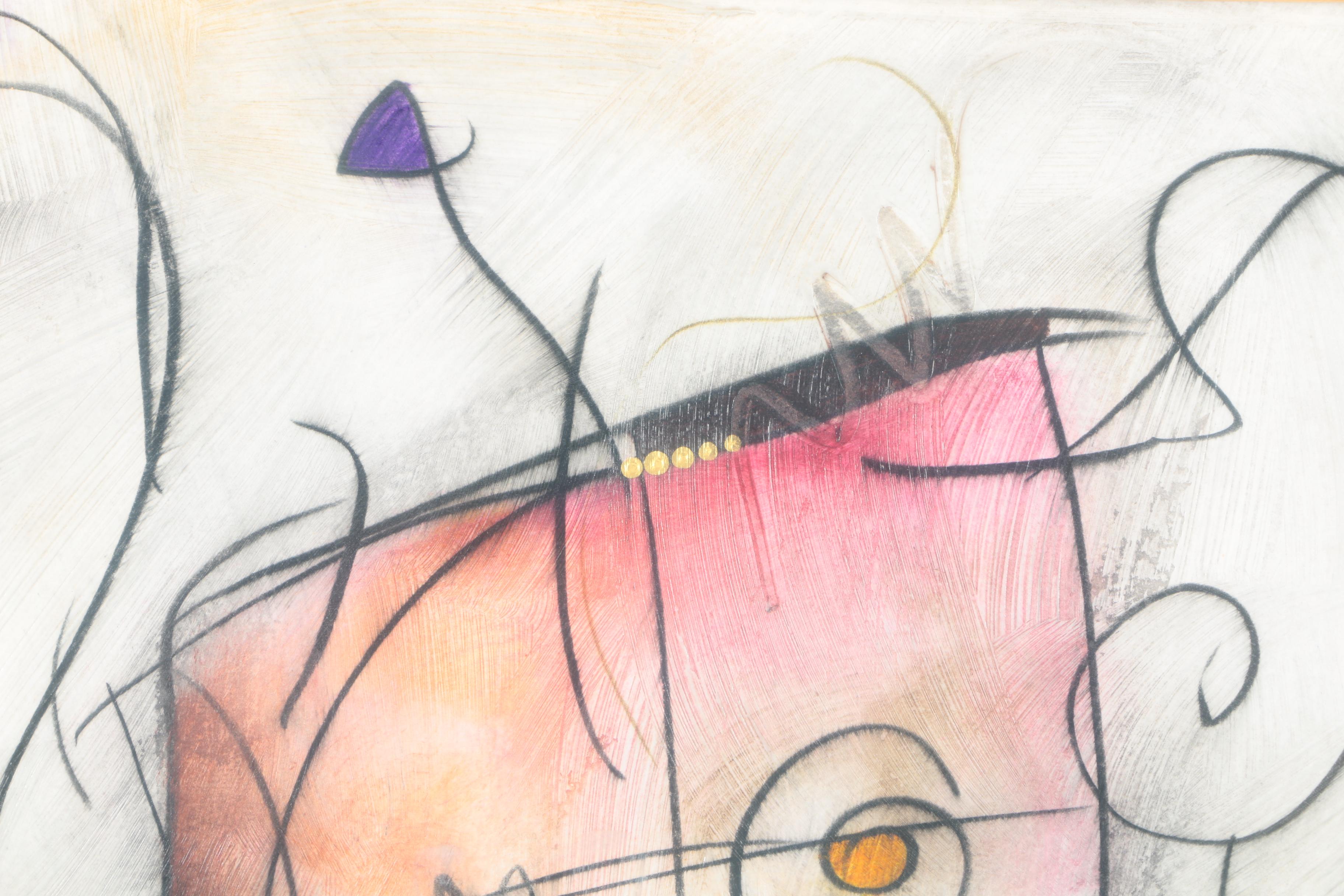 Eric Wang Oil Painting on Wood Panel "Cage AE #4"