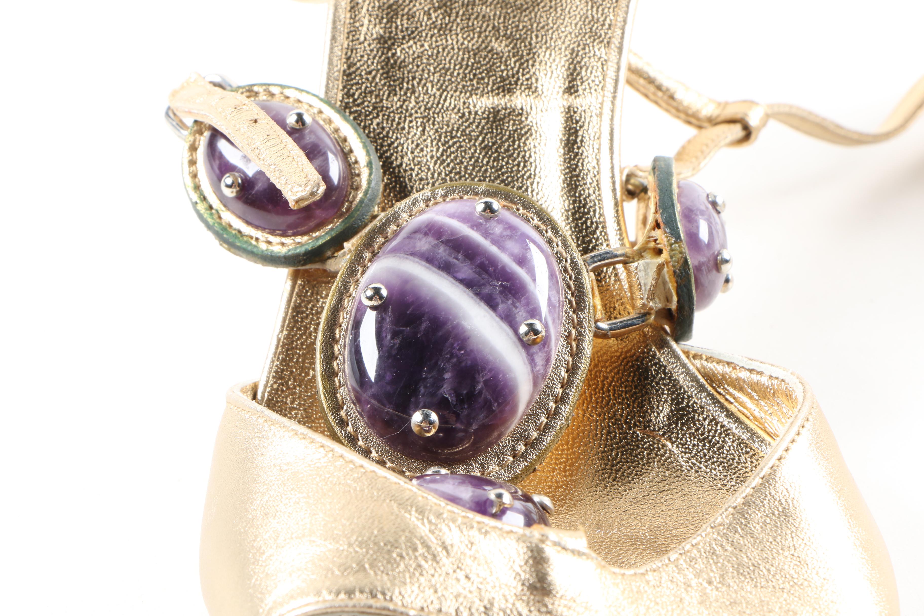 Women's Prada Metallic Gold Sandals