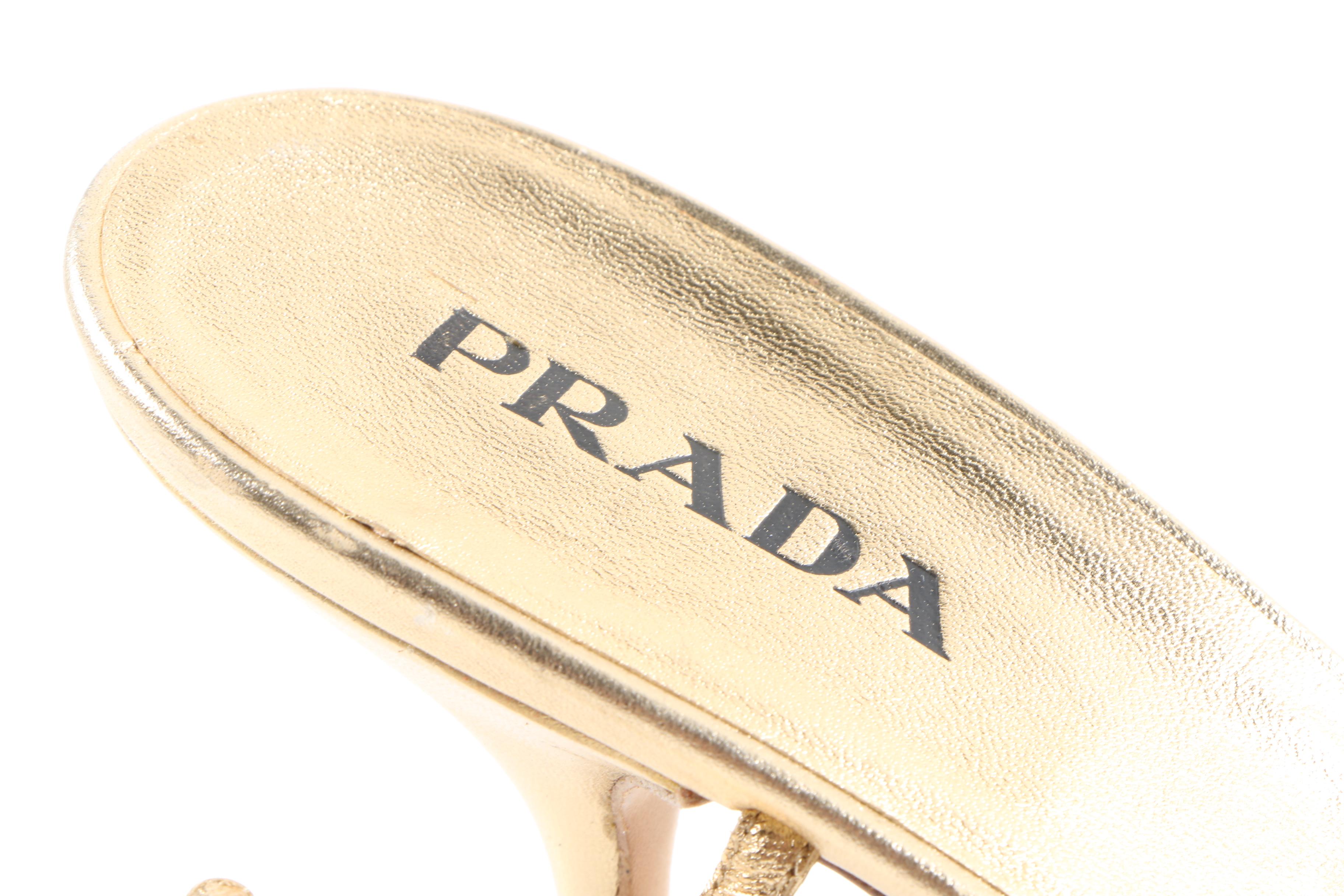 Women's Prada Metallic Gold Sandals