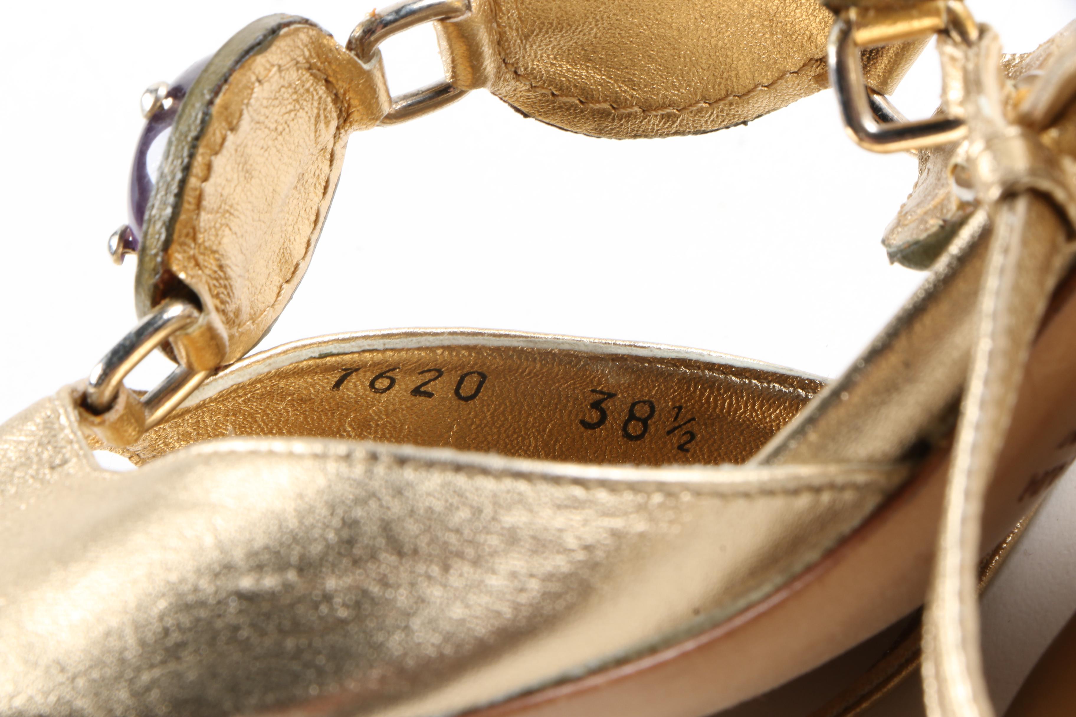 Women's Prada Metallic Gold Sandals