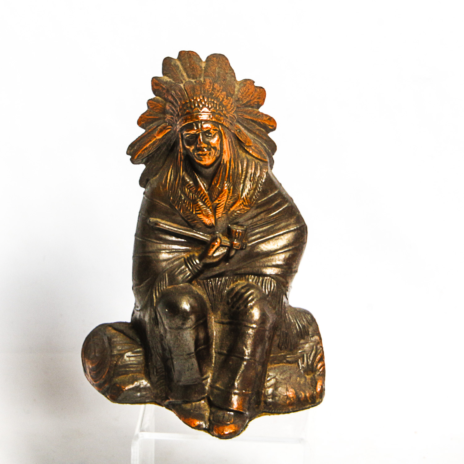 Vintage Metal Bull and Native American Figurines