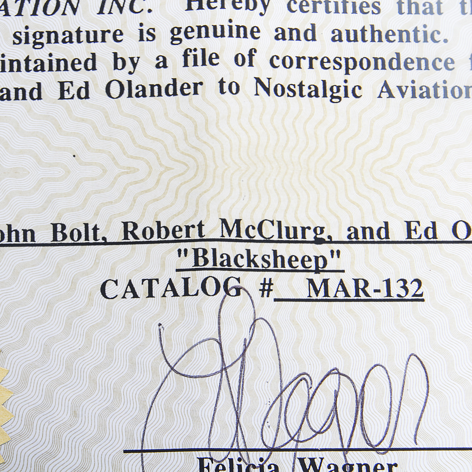 WWII Blacksheep Framed Autographed Photograph and Other Memorabilia