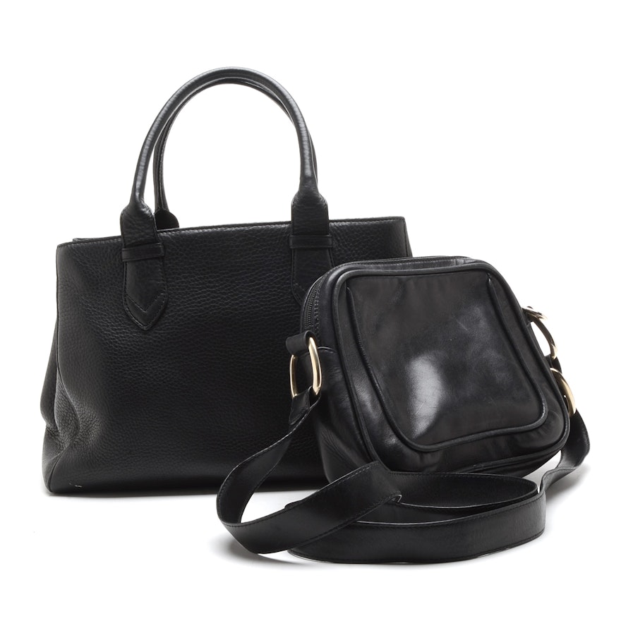 Pair of De Vicci and Cole Haan Black Leather Bags