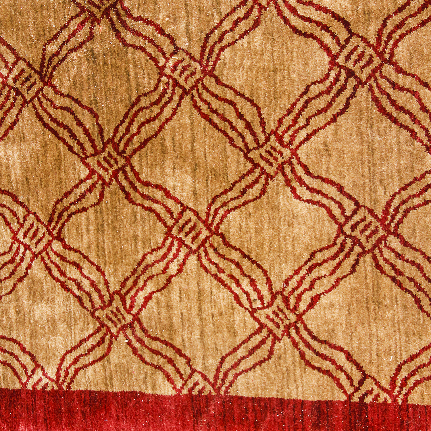 Hand-Knotted Indo-Persian Wool Rug in Dark Gold and Burgundy Rug