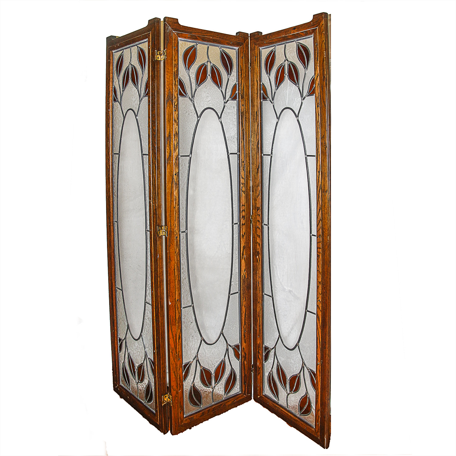 Three Panel Leaded Glass Screen