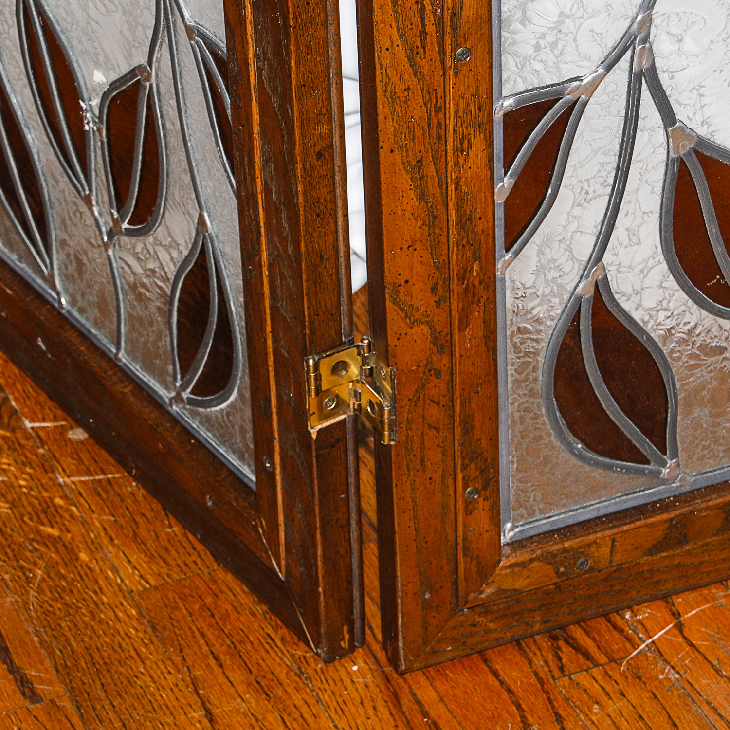 Three Panel Leaded Glass Screen