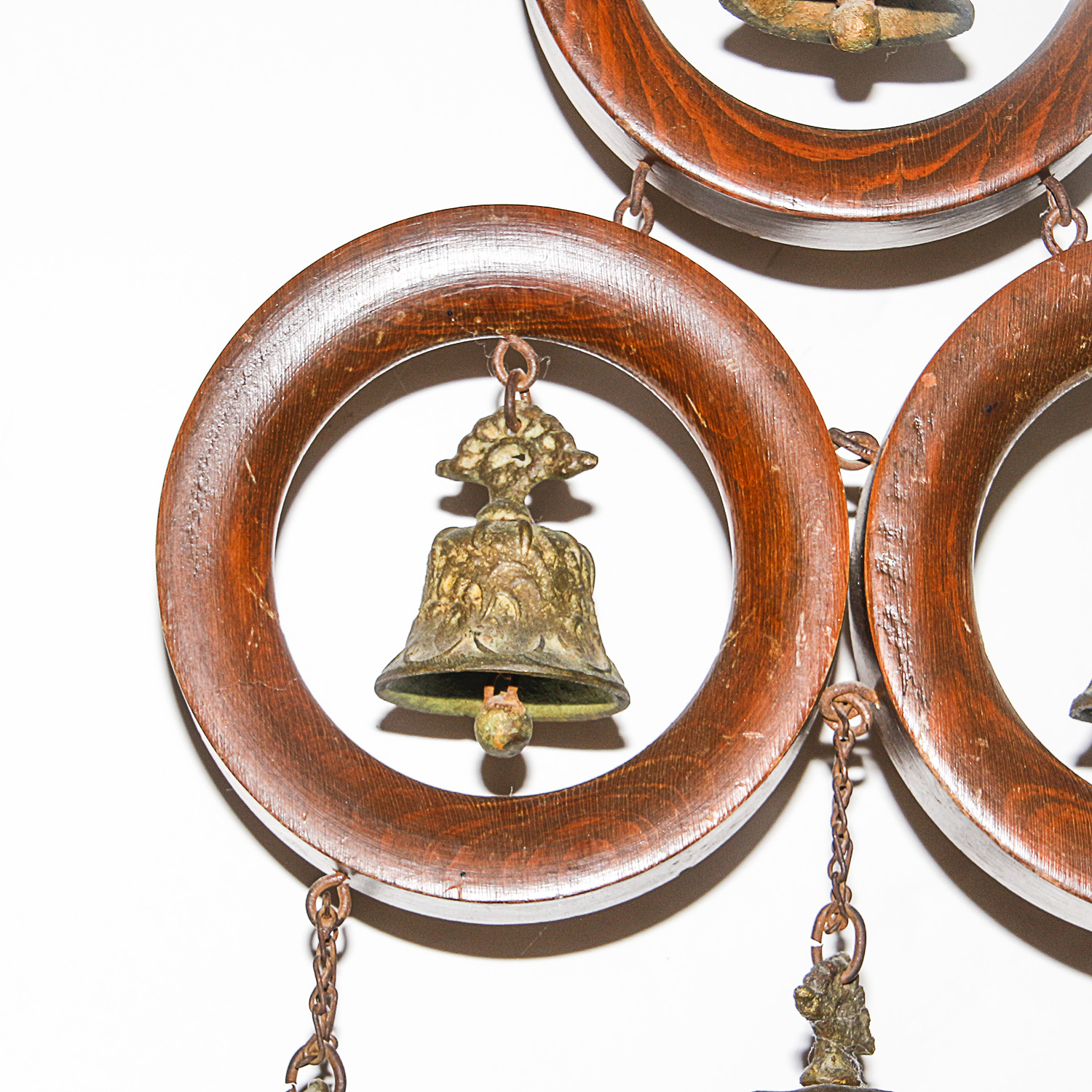 Vintage Mexican Wood and Cast Metal Bells