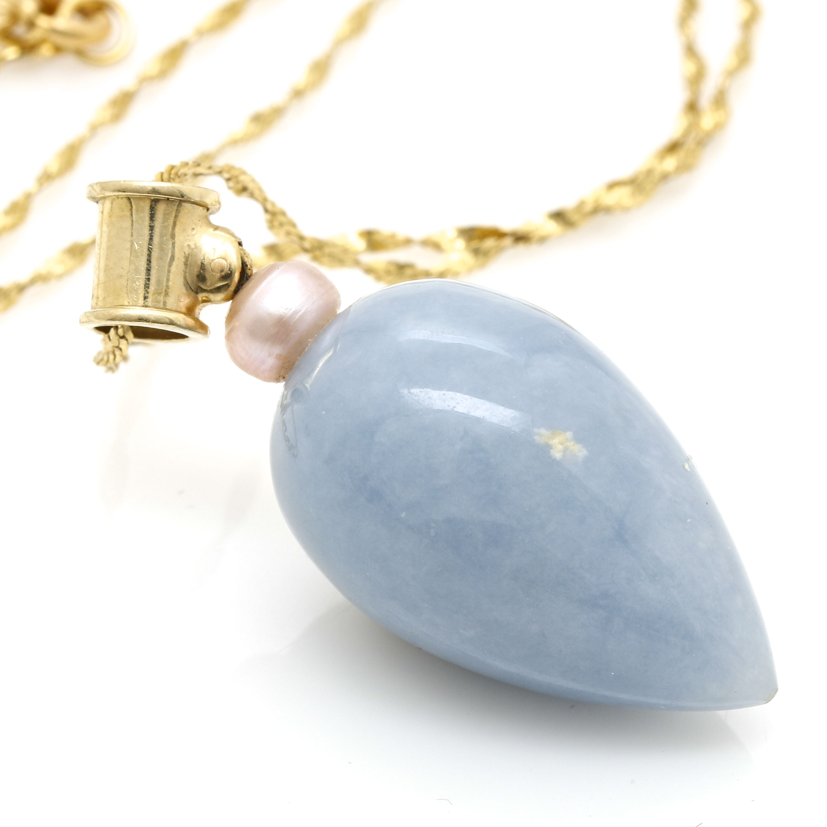 14K Yellow Gold Calcite Necklace and Earrings