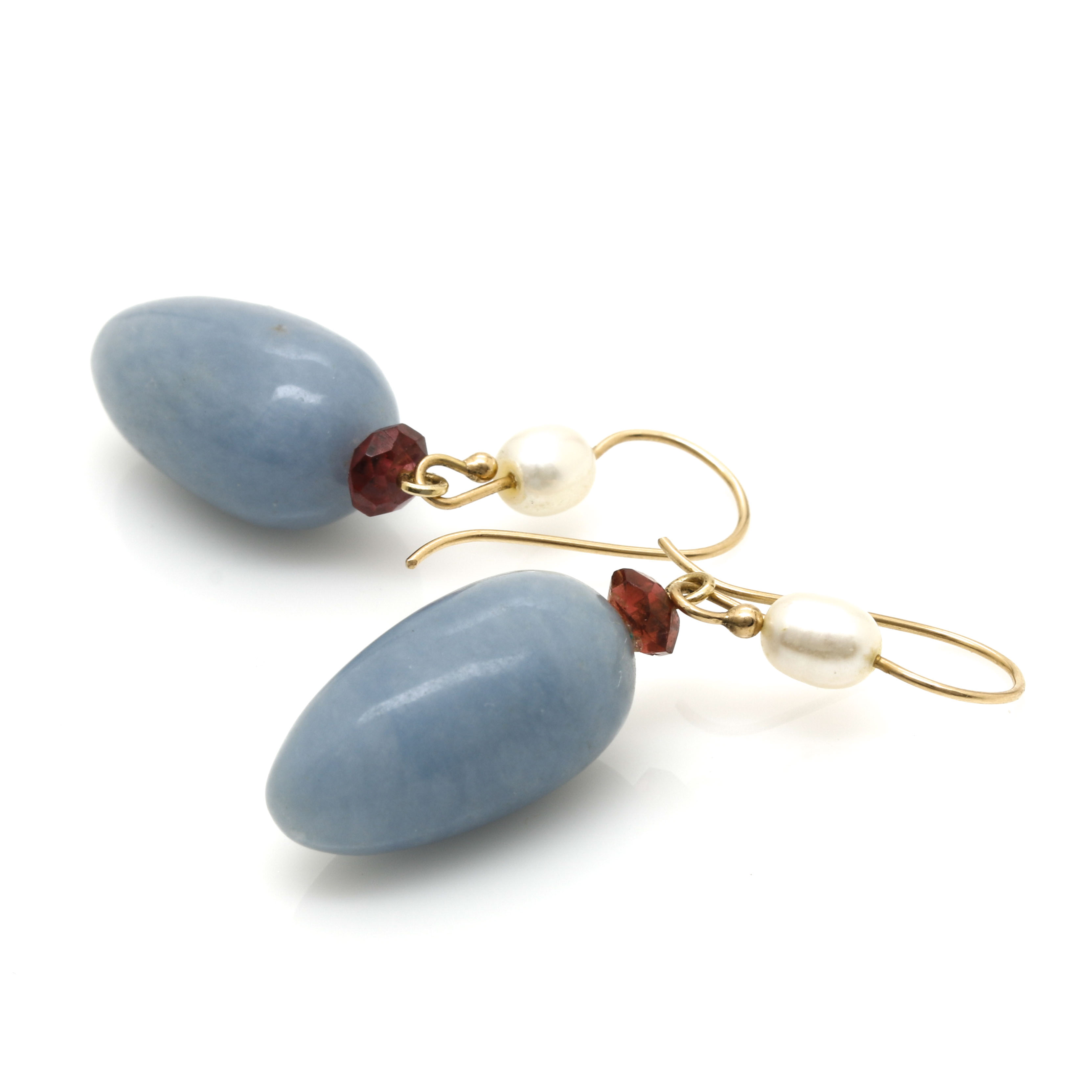 14K Yellow Gold Calcite Necklace and Earrings