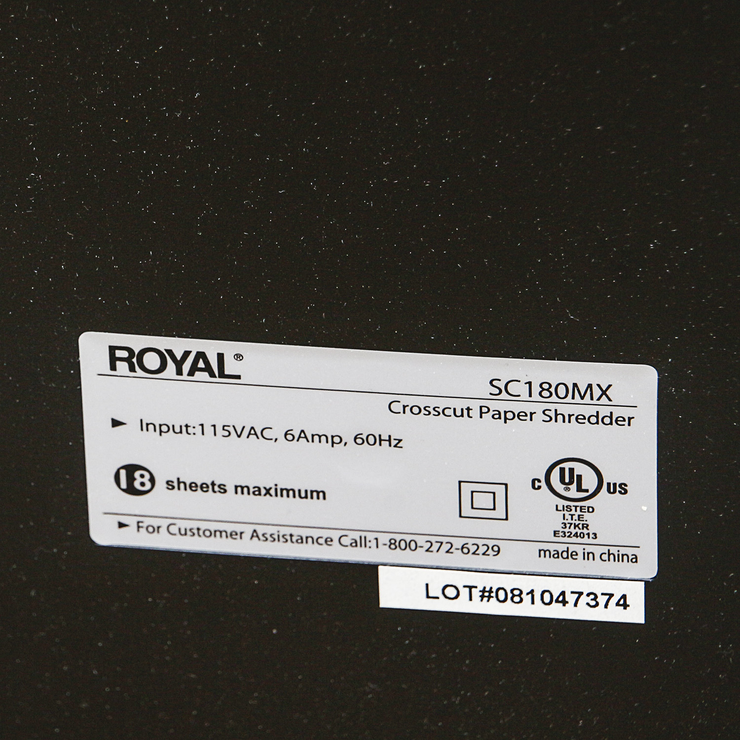 Royal Cross-Cut Paper Shredder SC180MX