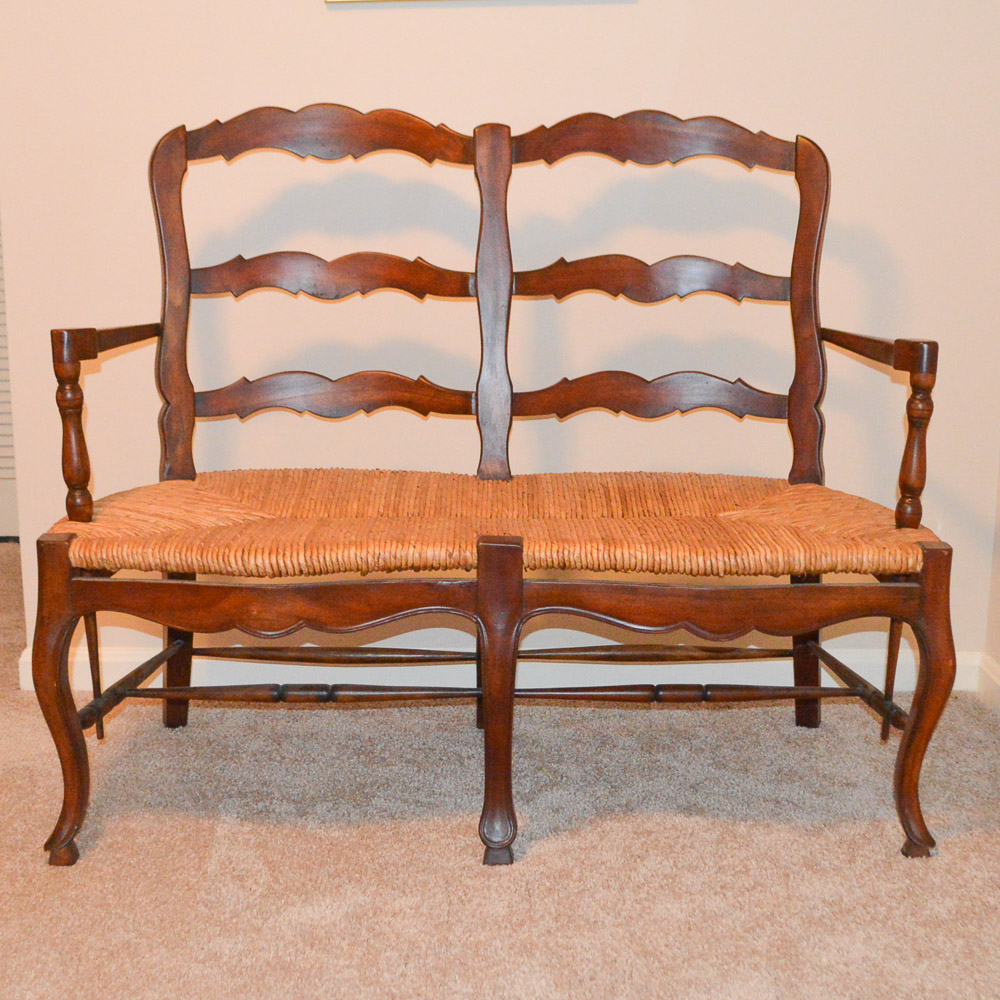 French Provincial Style Rush Seat Settee