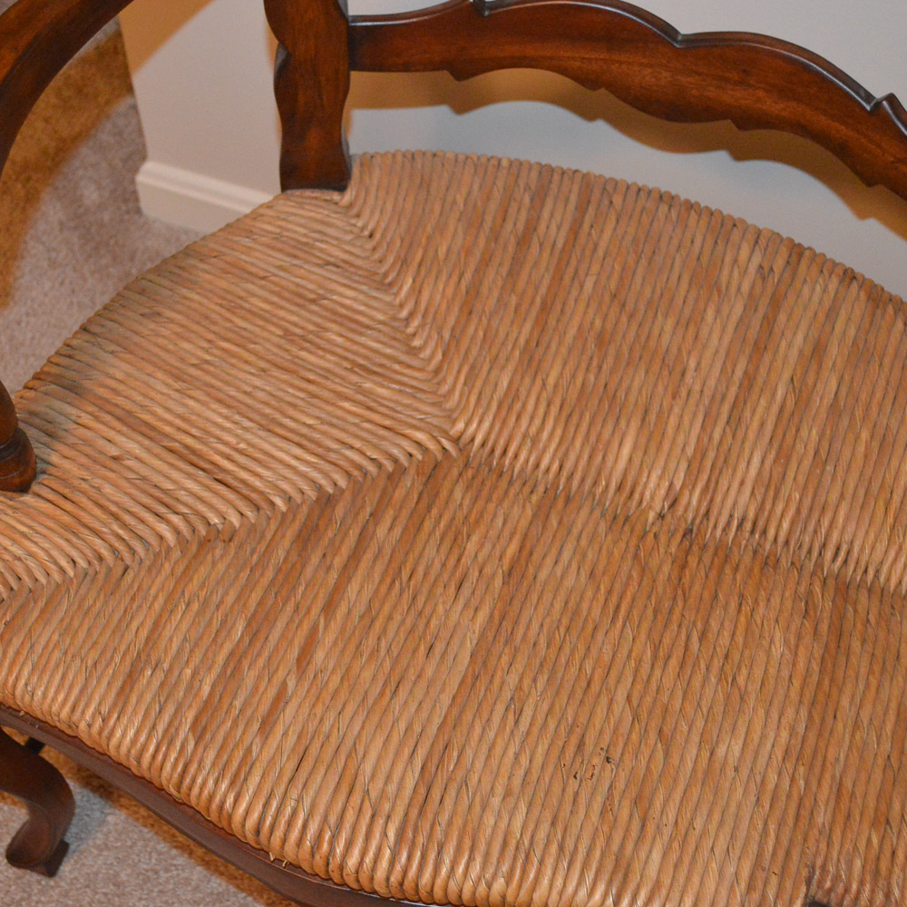 French Provincial Style Rush Seat Settee