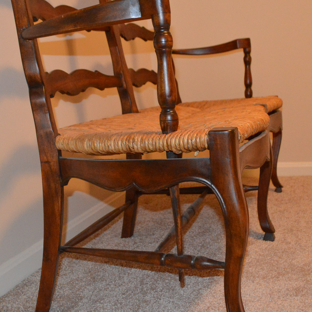 French Provincial Style Rush Seat Settee