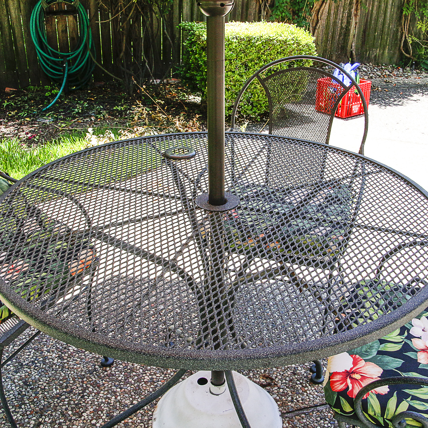 Cast Metal Patio Dining Set with Umbrella