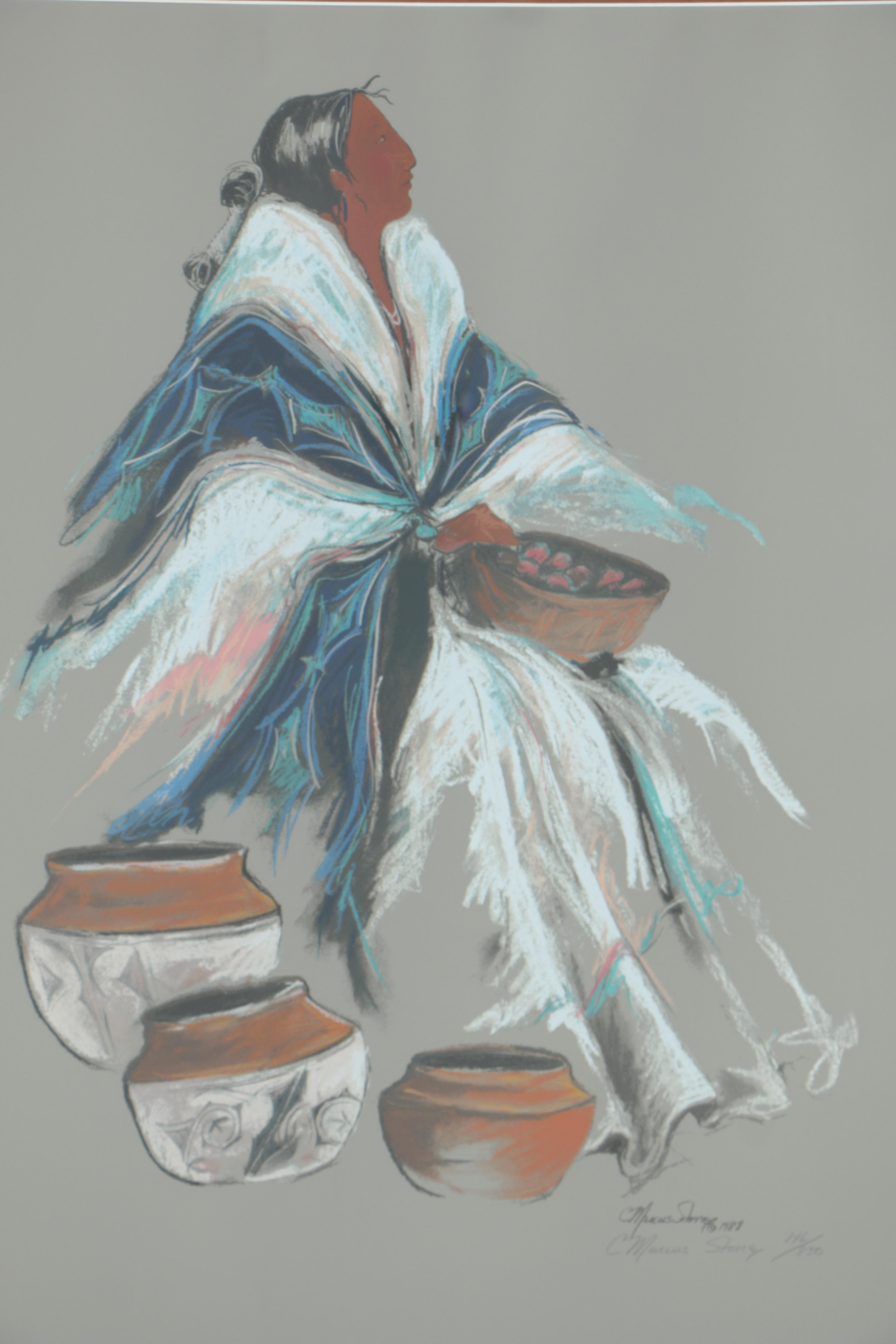 C. Marcus Stone Embellished Limited Edition Lithograph of a Seated Figure