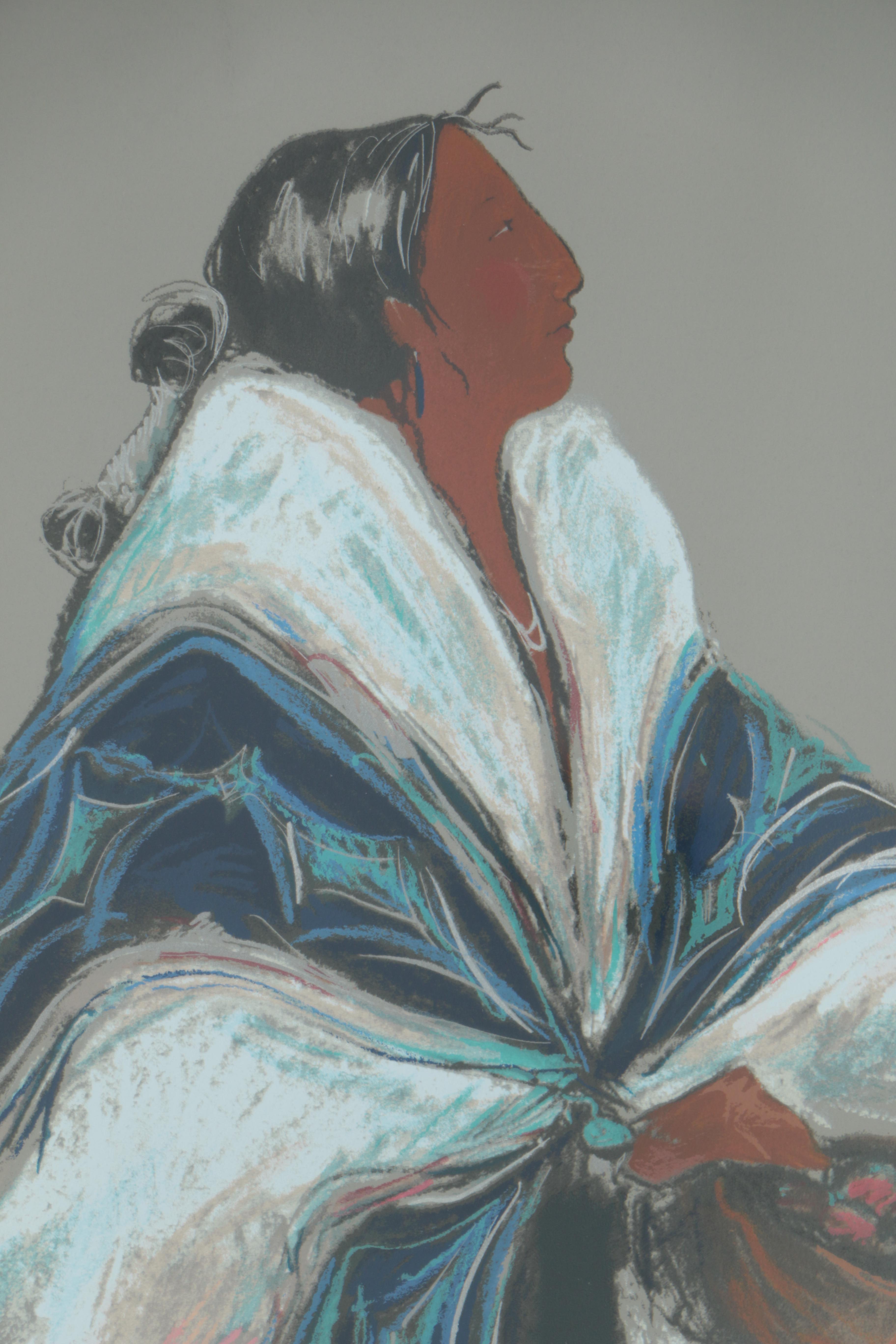 C. Marcus Stone Embellished Limited Edition Lithograph of a Seated Figure