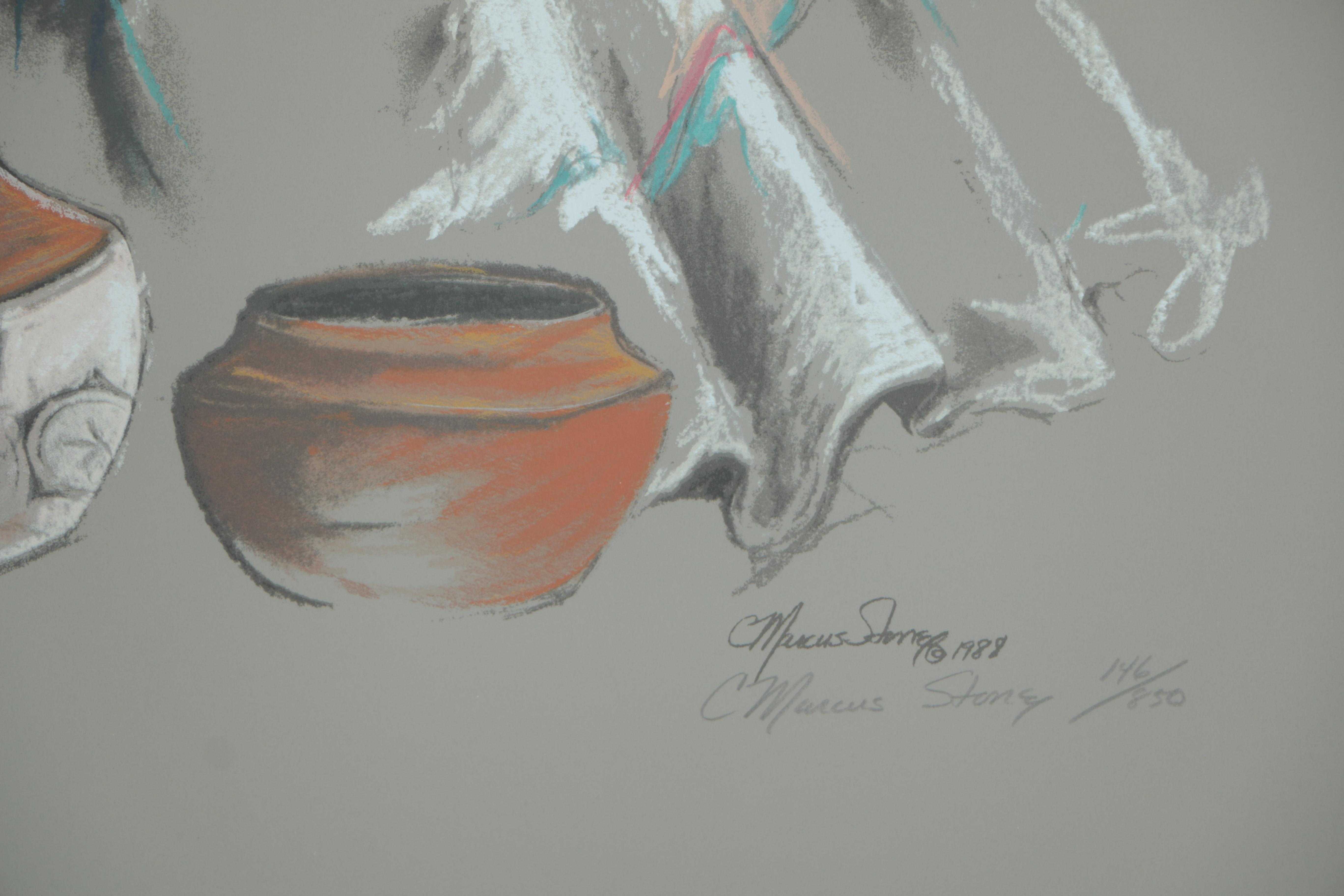 C. Marcus Stone Embellished Limited Edition Lithograph of a Seated Figure