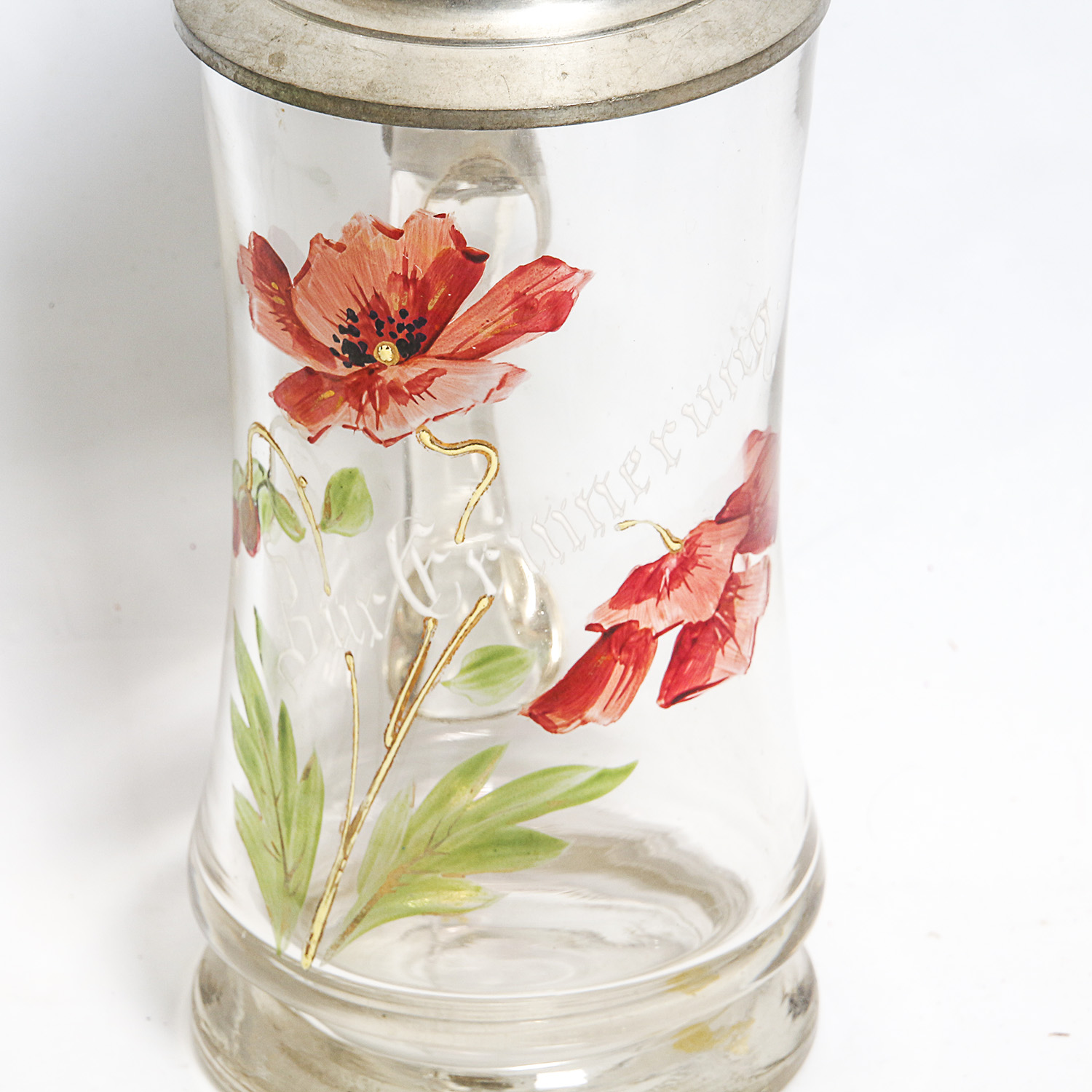 Vintage Handpainted Glass German Beer Steins