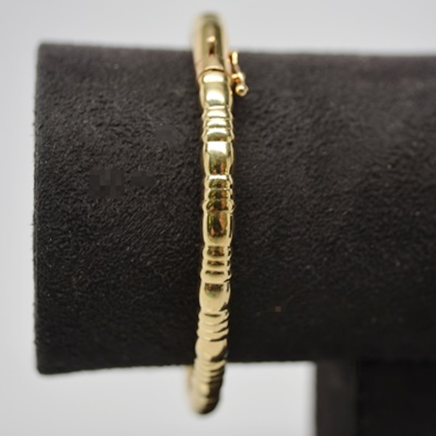 14K Yellow Gold Hollowware Bangle Hinged Bracelet