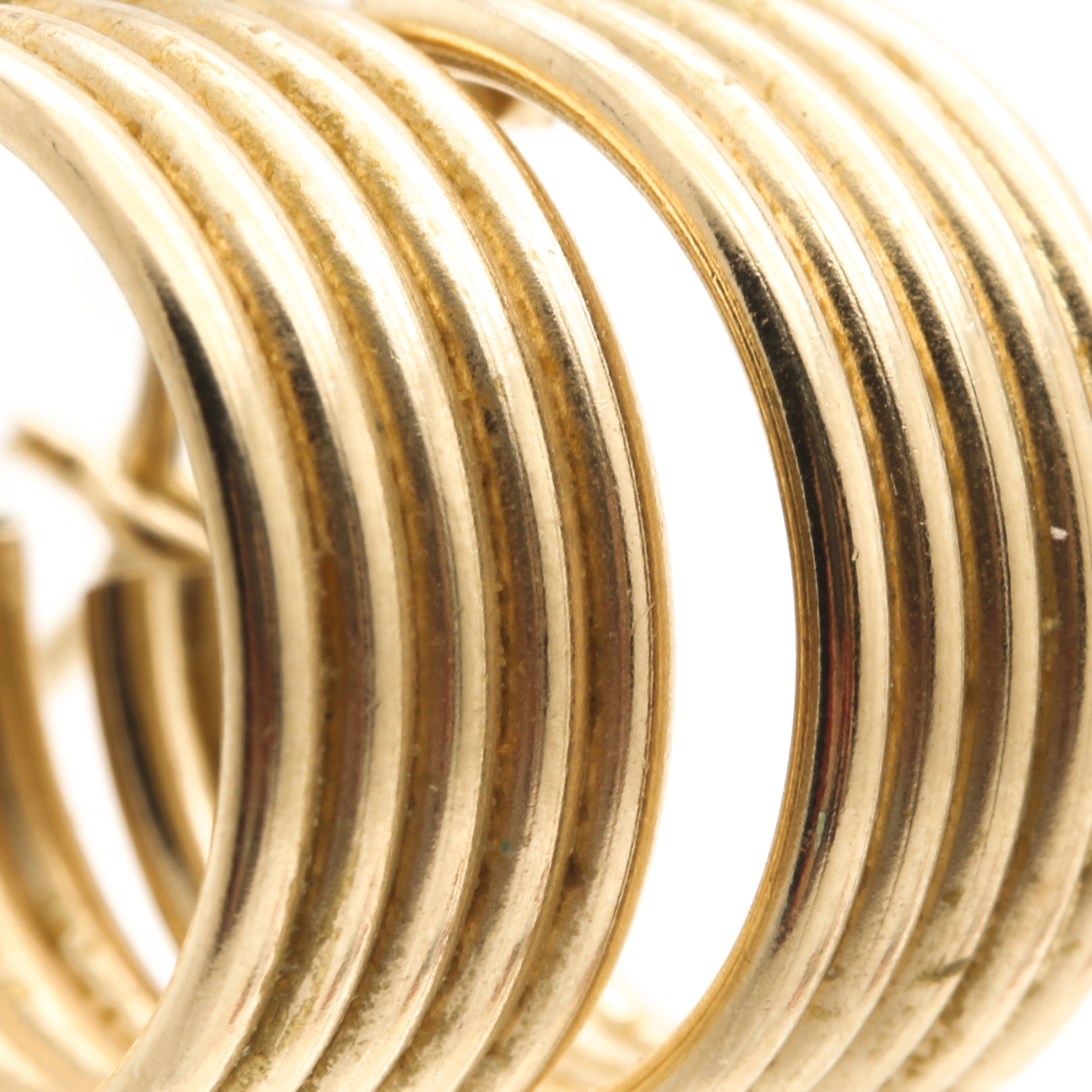 14K Yellow Gold Ribbed Mini Hoop Earrings