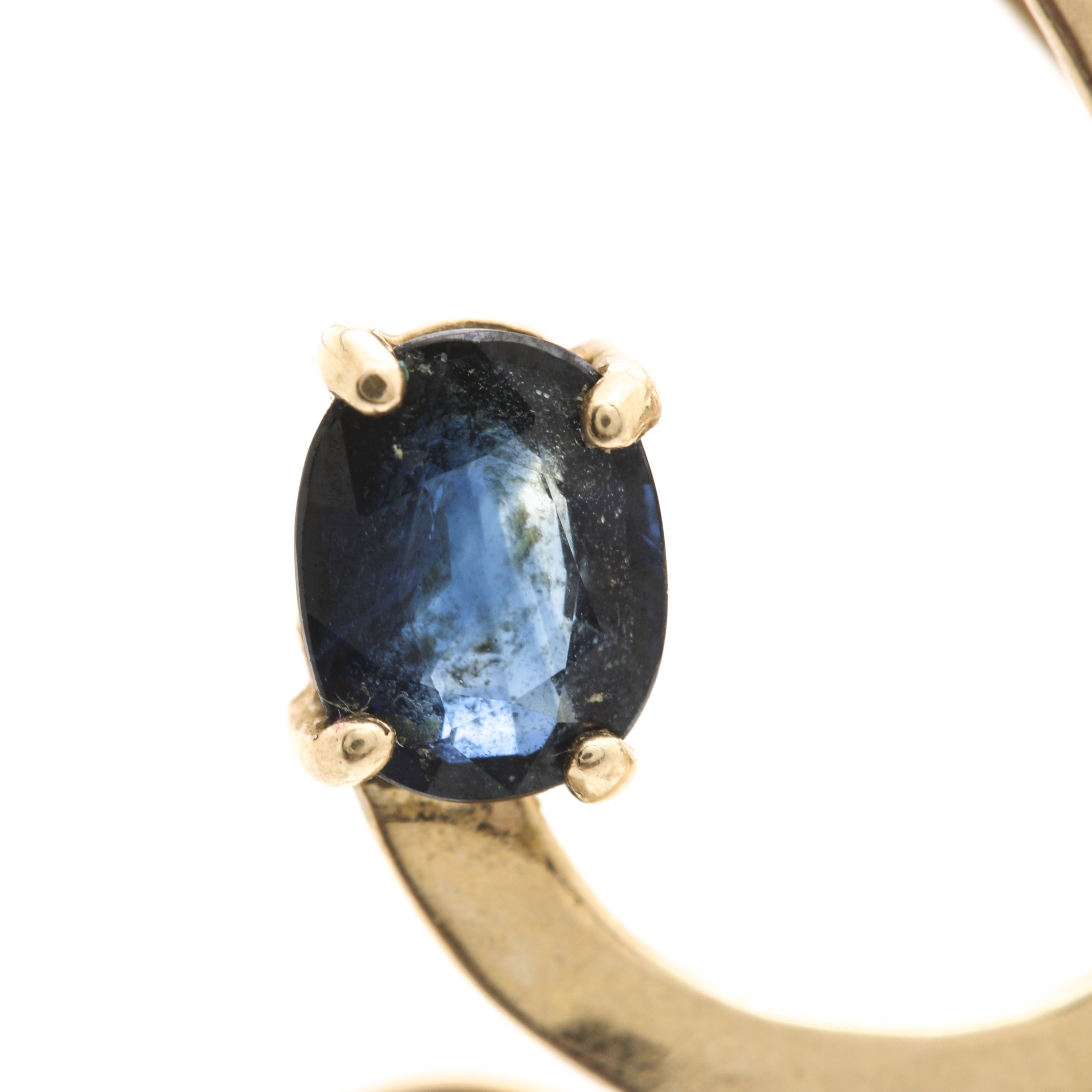 14K Yellow Gold 1.58 CTW Sapphire Hammered Earrings