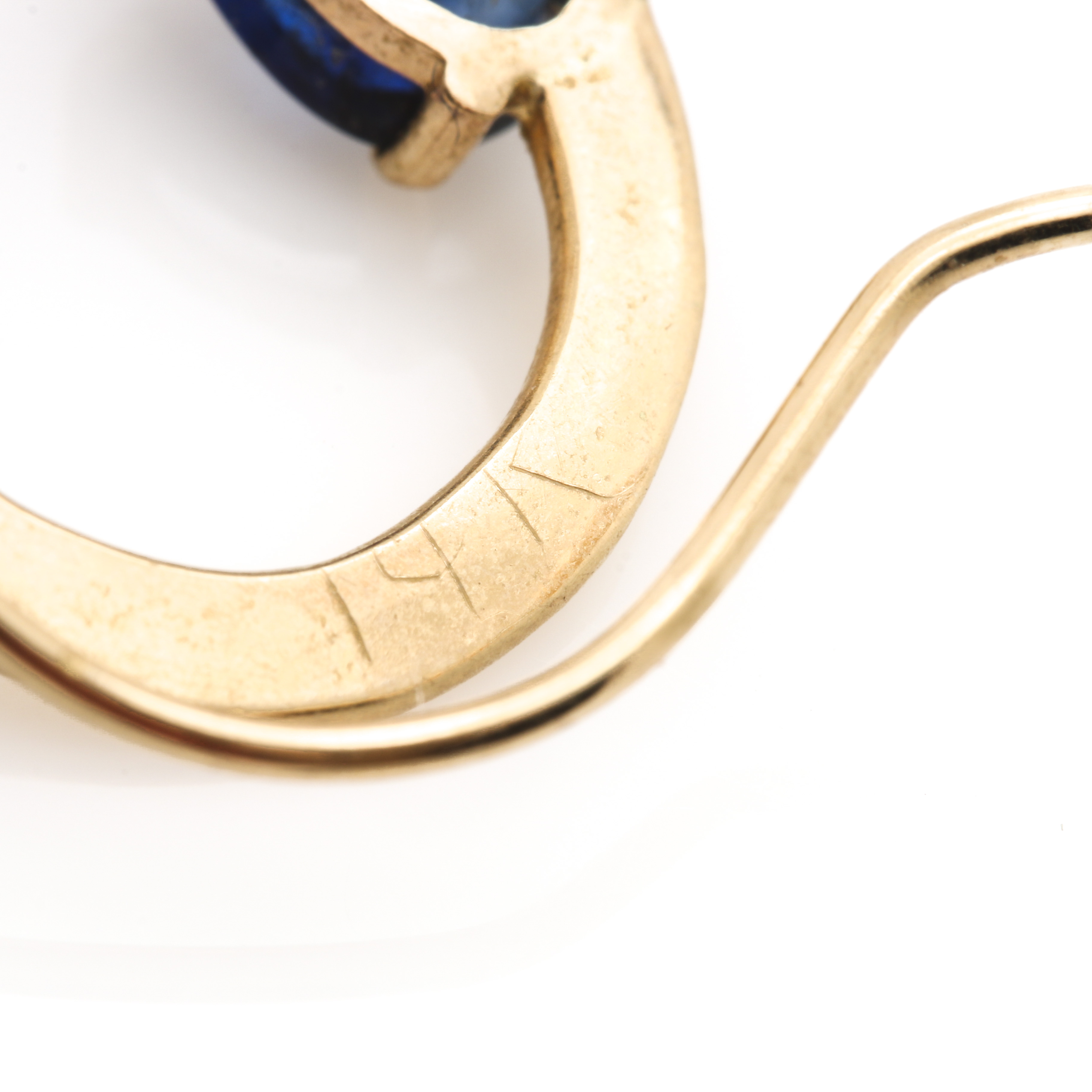 14K Yellow Gold 1.58 CTW Sapphire Hammered Earrings