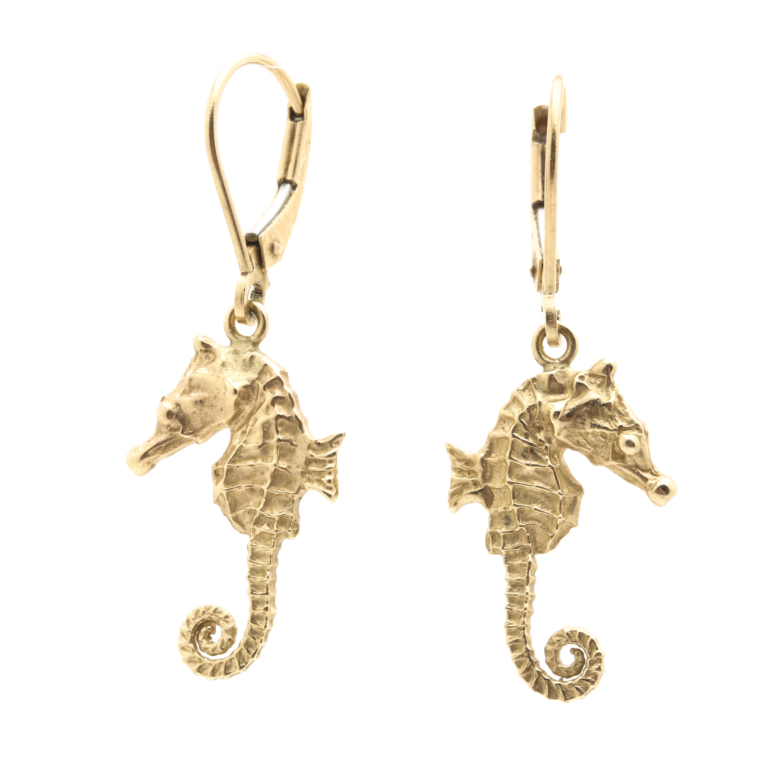 14K Yellow Gold Seahorse Earrings