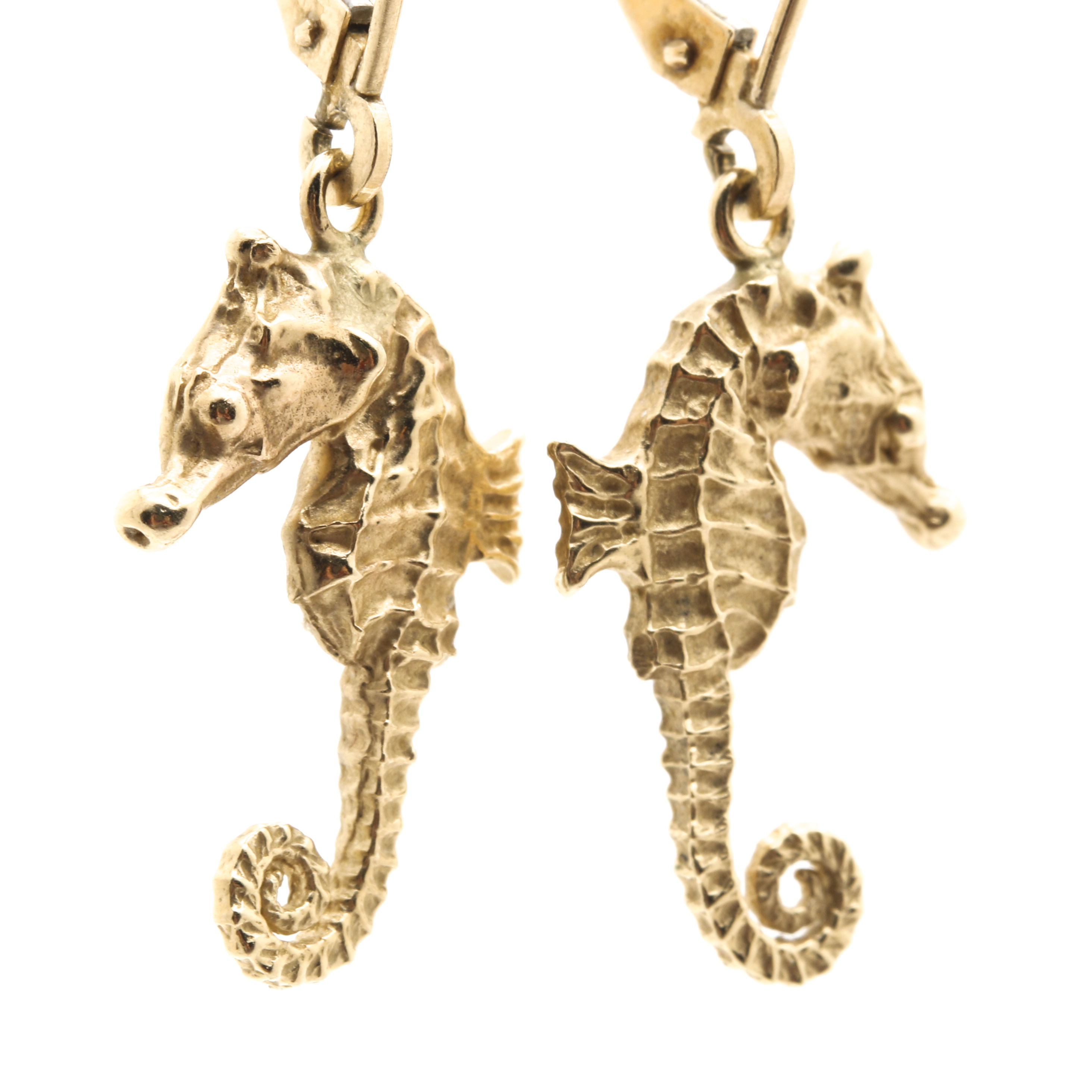 14K Yellow Gold Seahorse Earrings
