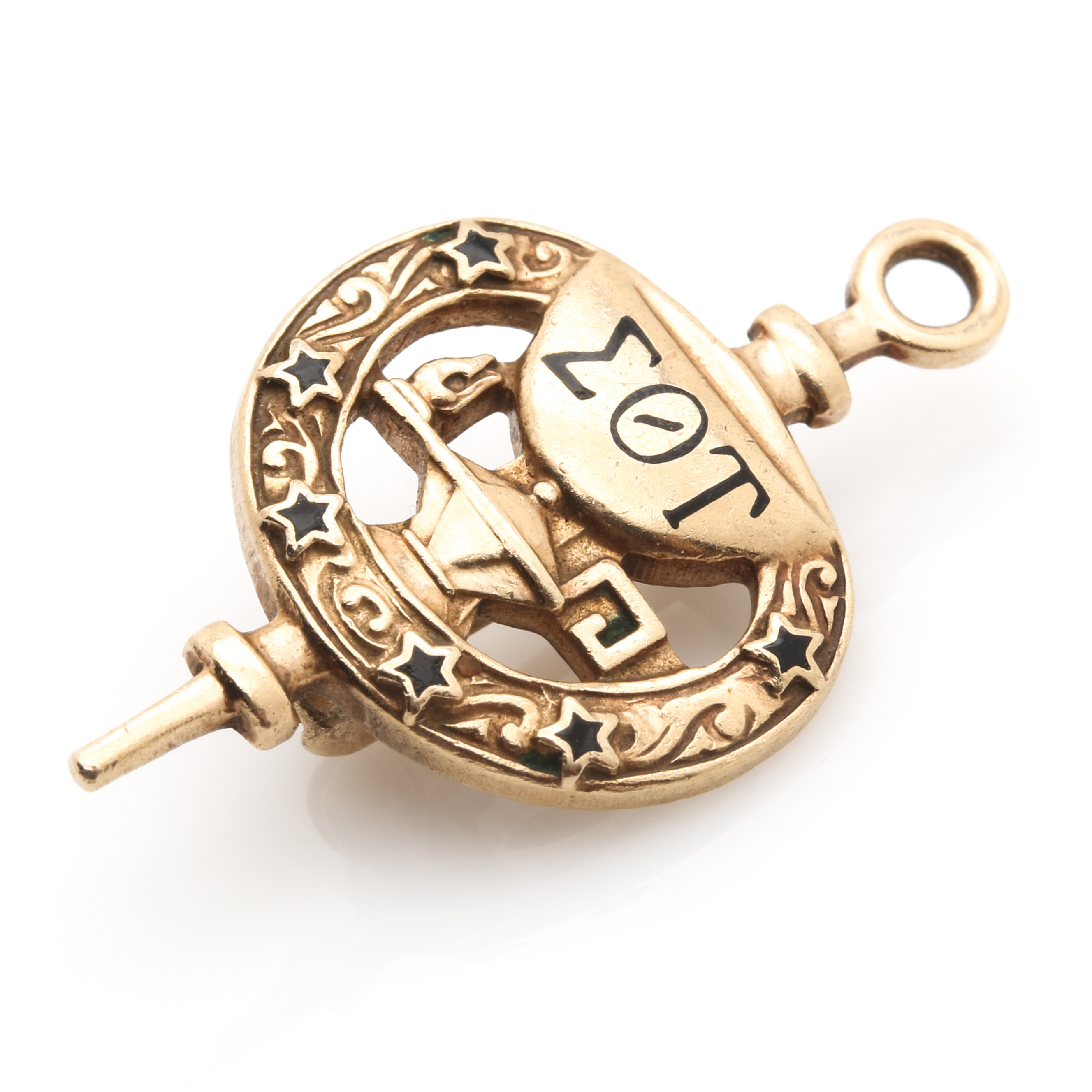 10K Two Tone Gold Edwardian Brooch and Sigma Theta Tau Society Key Pin