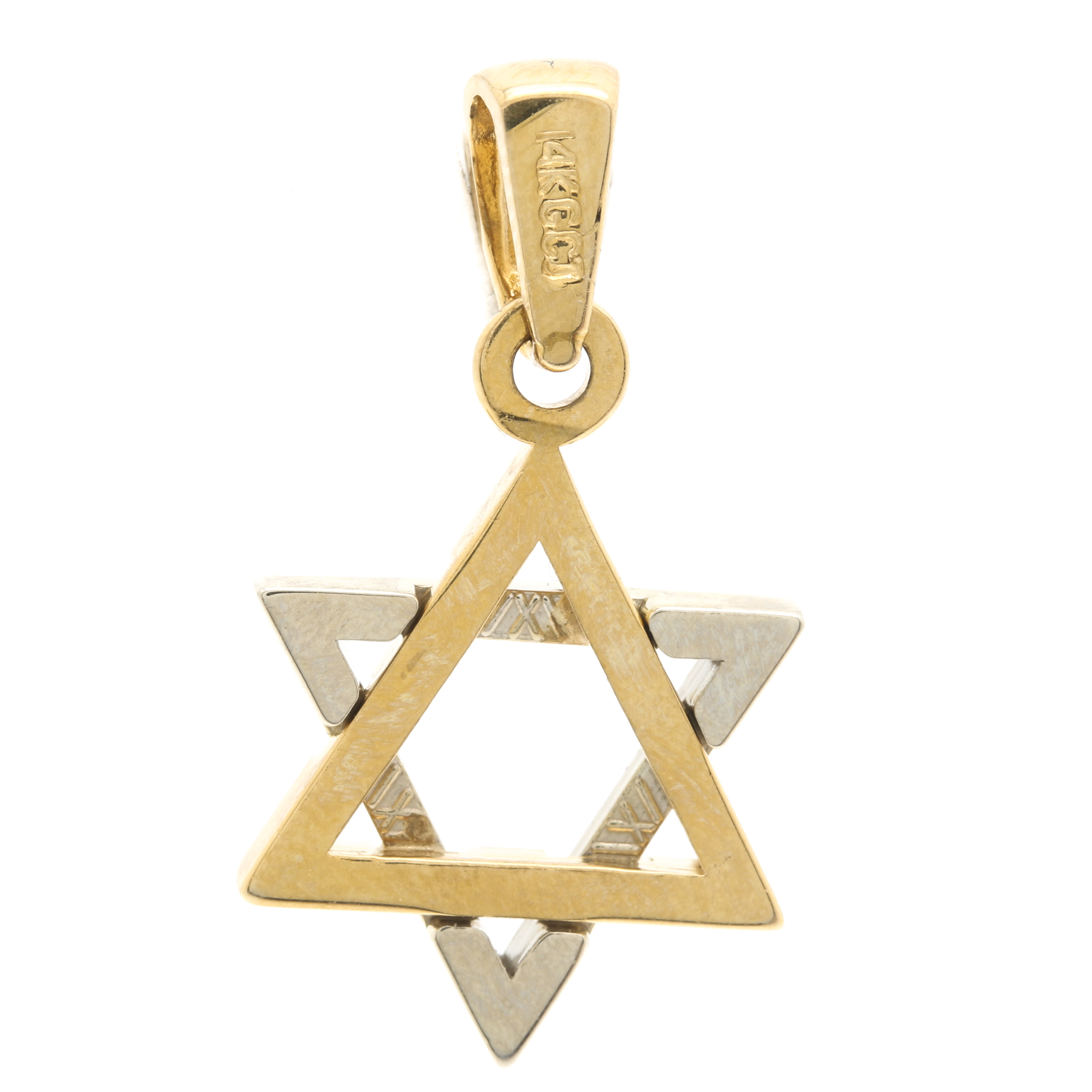 14K Two-Tone Gold Star of David Pendant