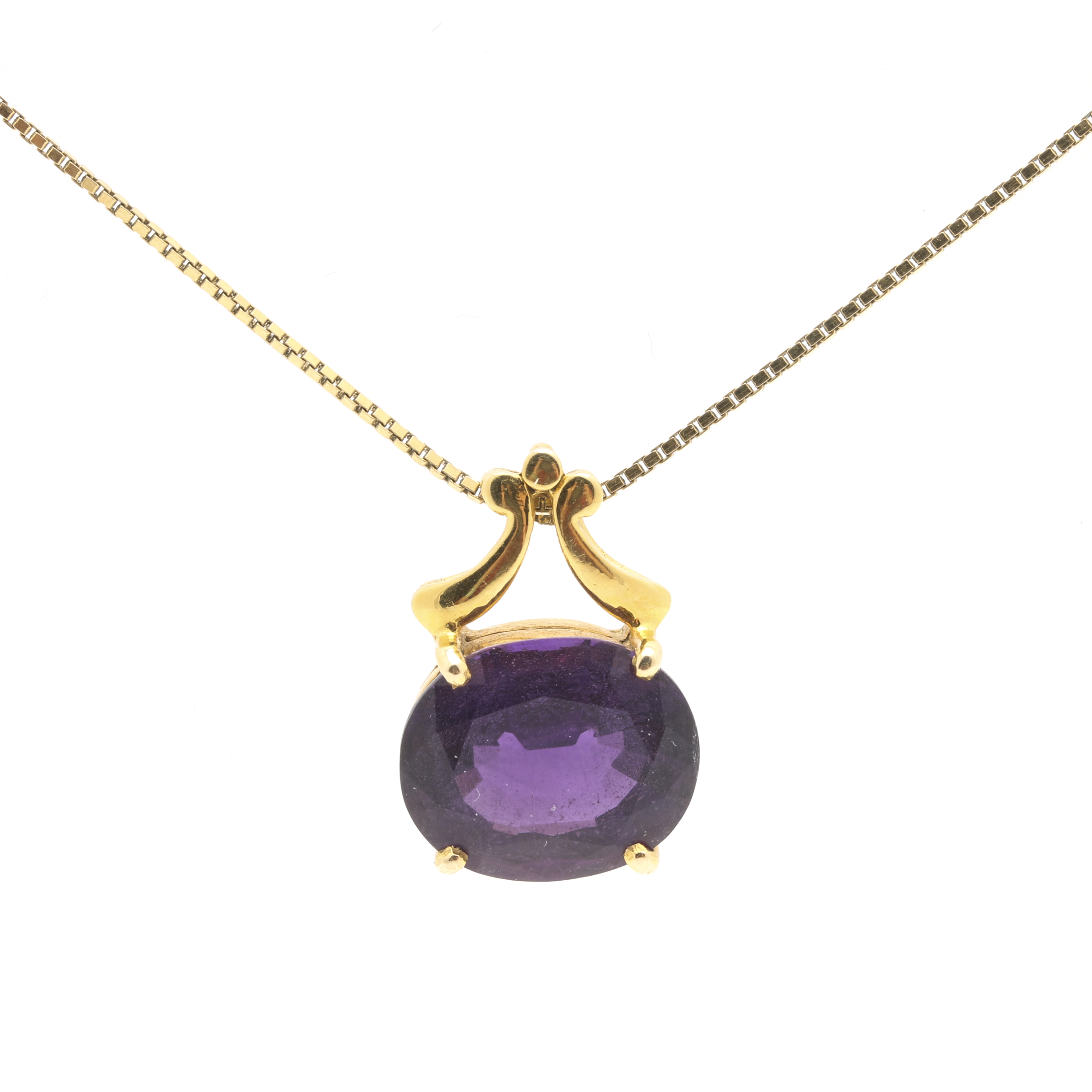 Roberto Martinez 14K Yellow Gold 5.42 CT Amethyst Pendant Necklace