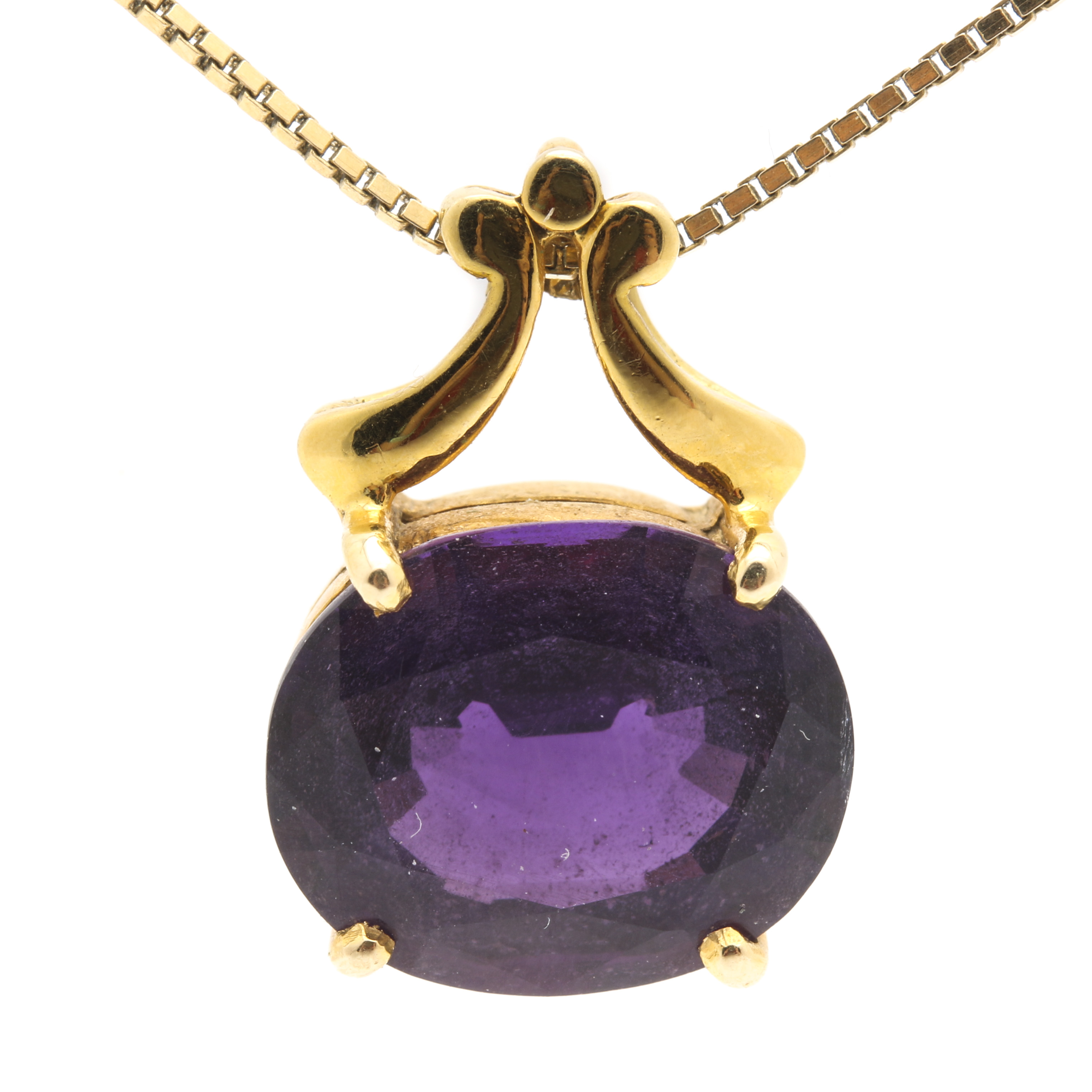 Roberto Martinez 14K Yellow Gold 5.42 CT Amethyst Pendant Necklace