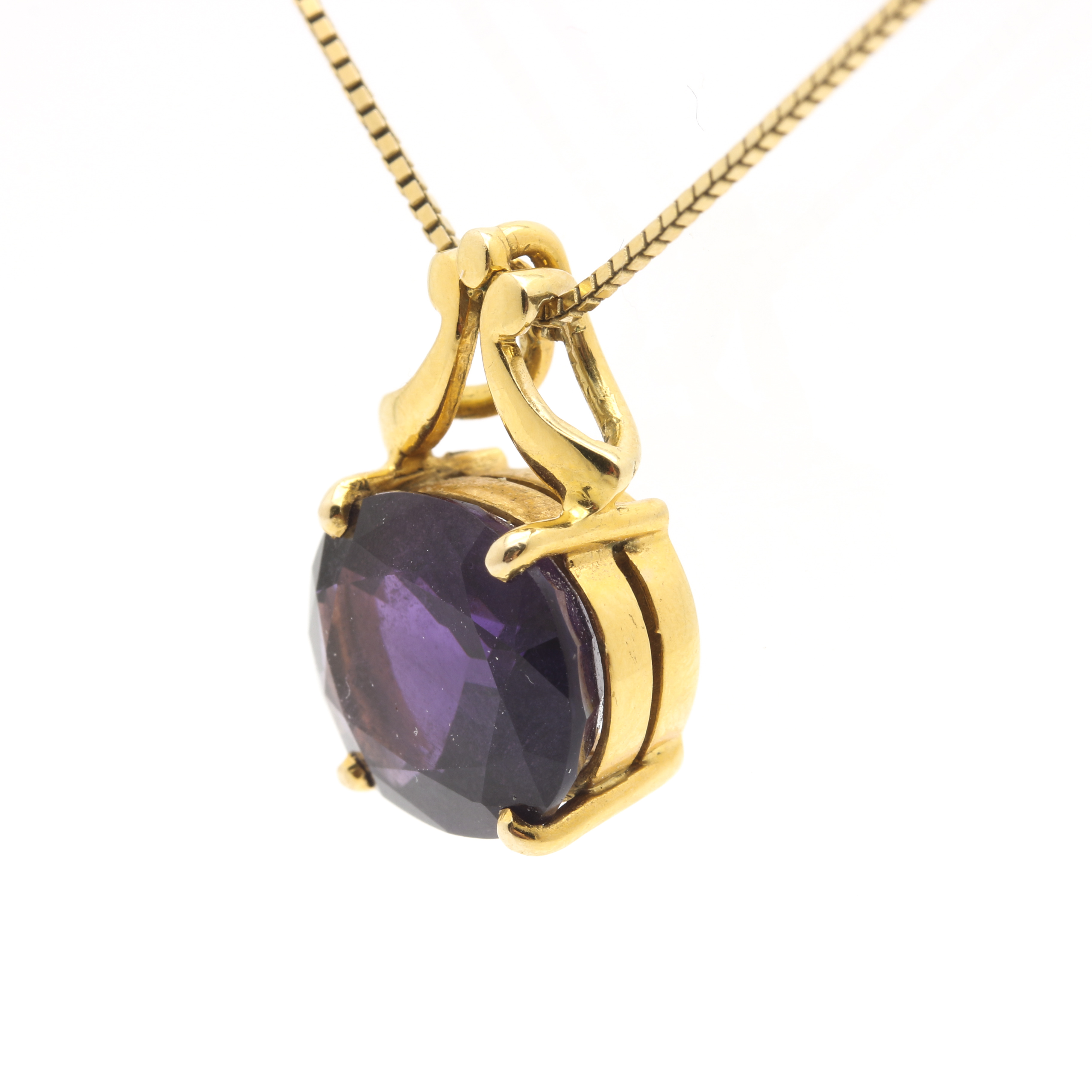 Roberto Martinez 14K Yellow Gold 5.42 CT Amethyst Pendant Necklace