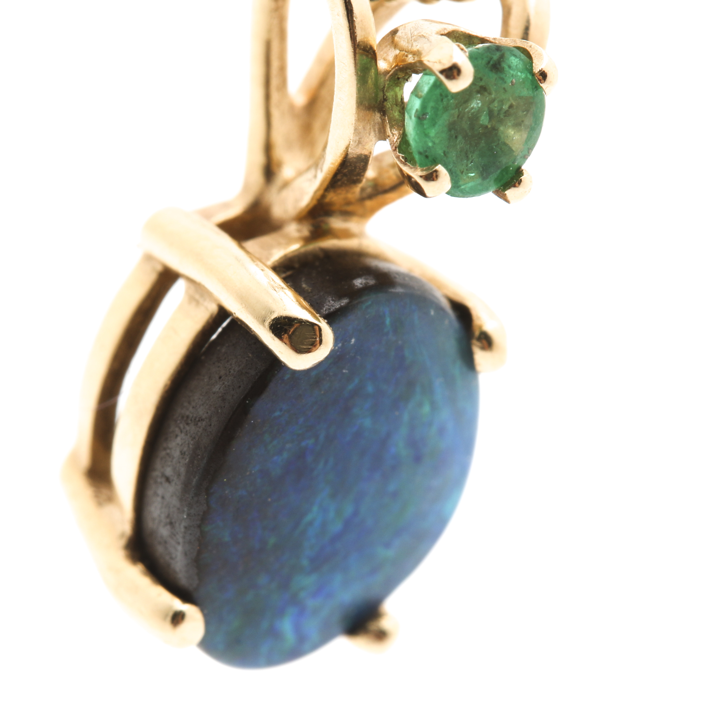 14K Yellow Gold Opal and Emerald Necklace