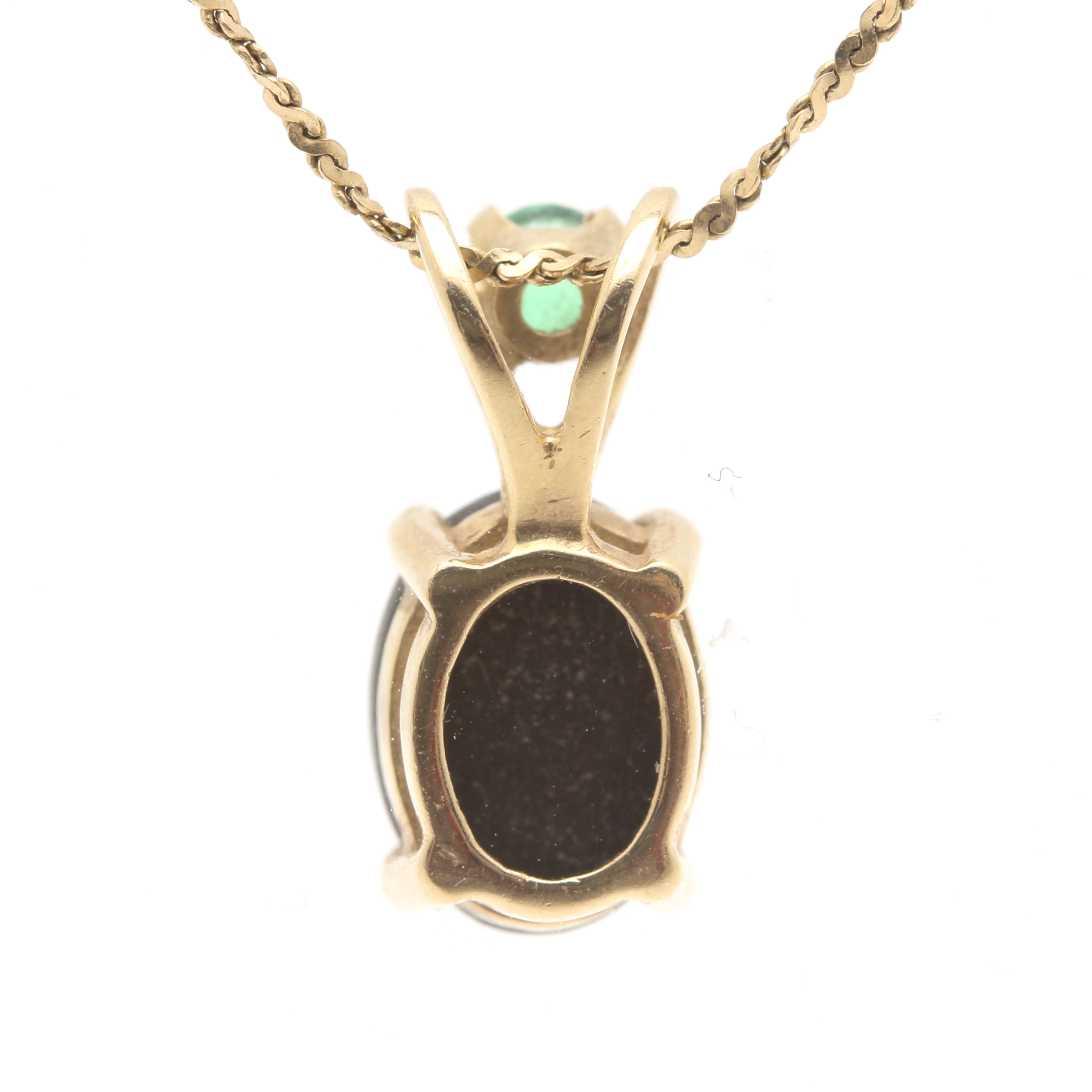 14K Yellow Gold Opal and Emerald Necklace