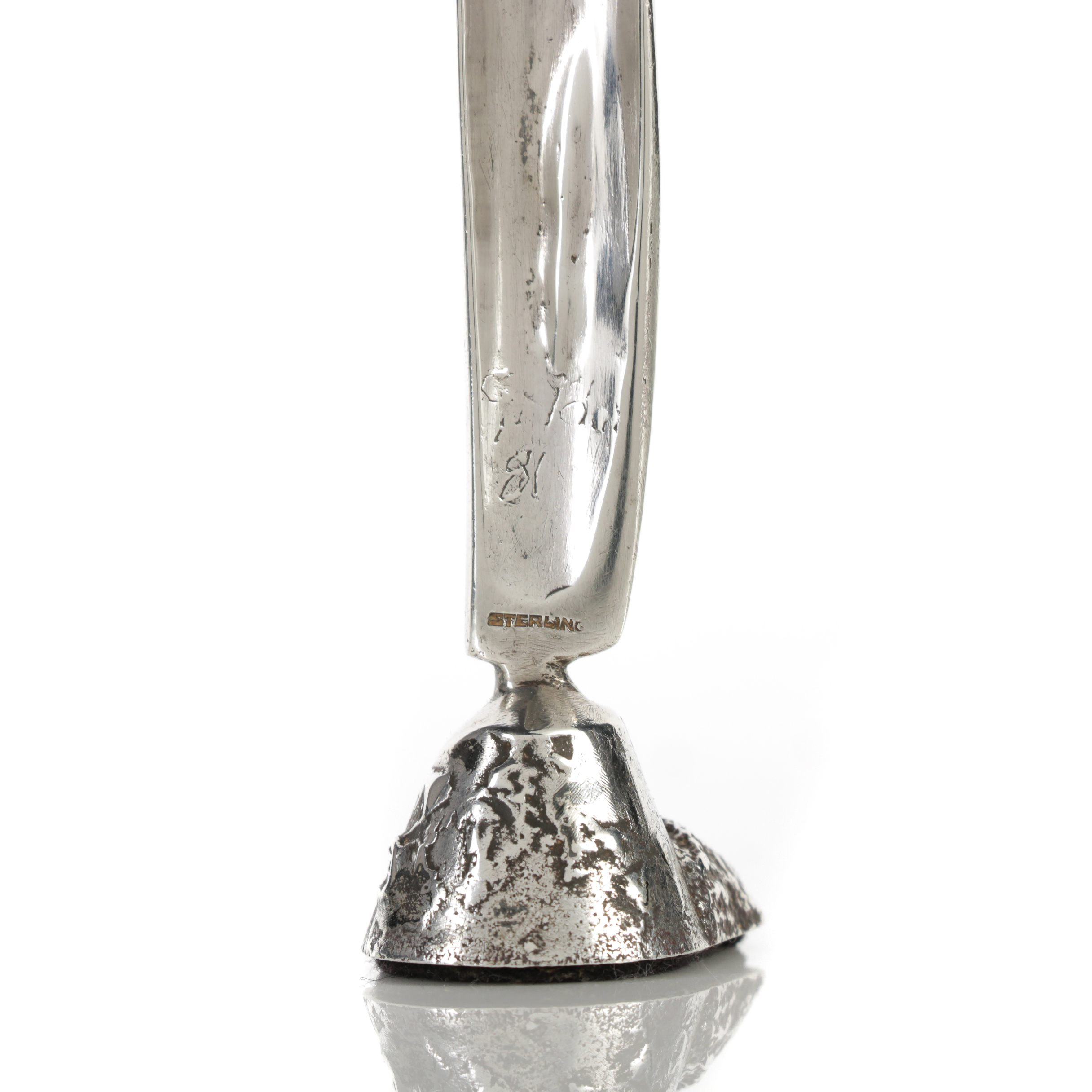 Coin Silver Abstract Crane Figurine