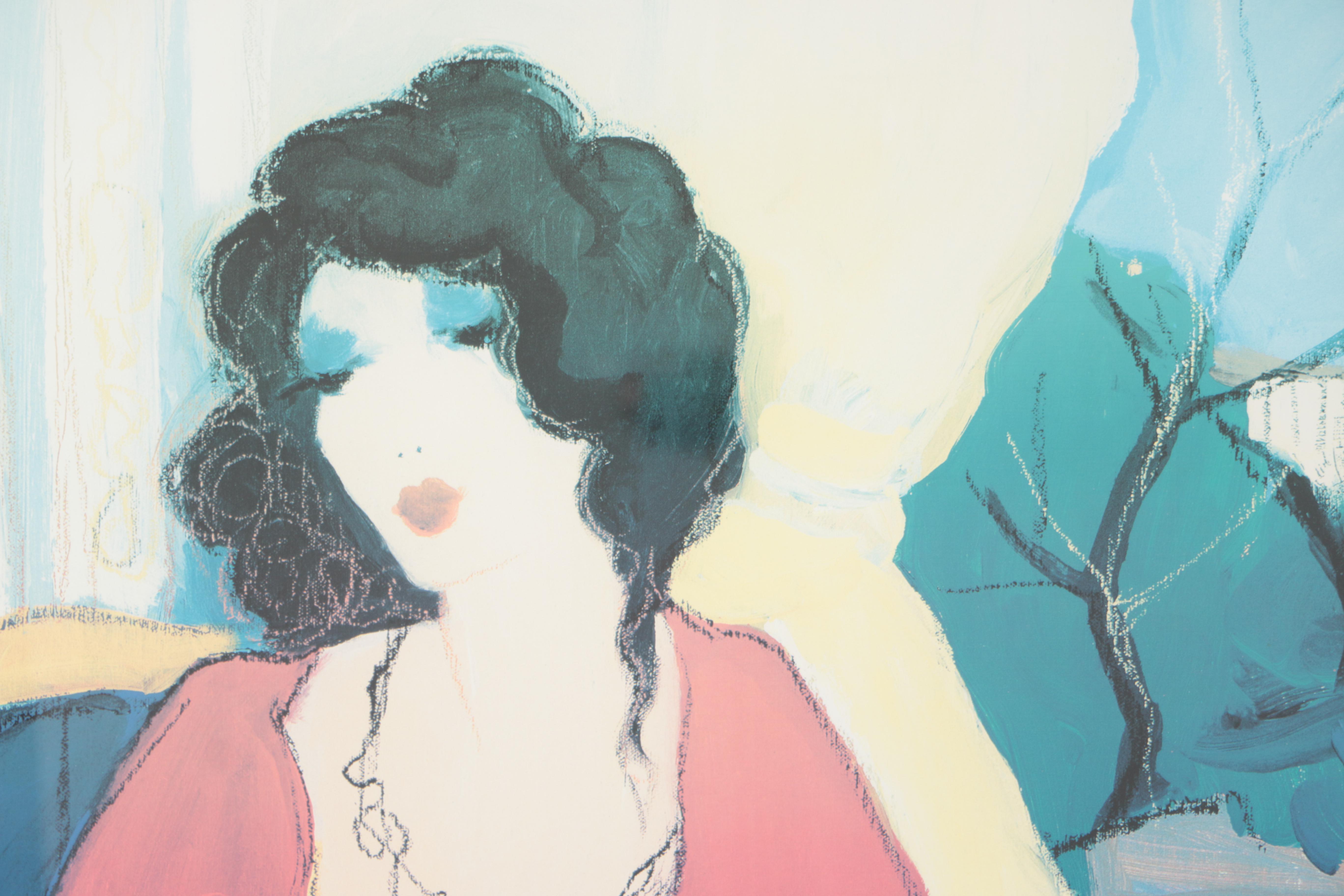 Offset Lithograph After Itzchak Tarkay's Painting "Teatime"