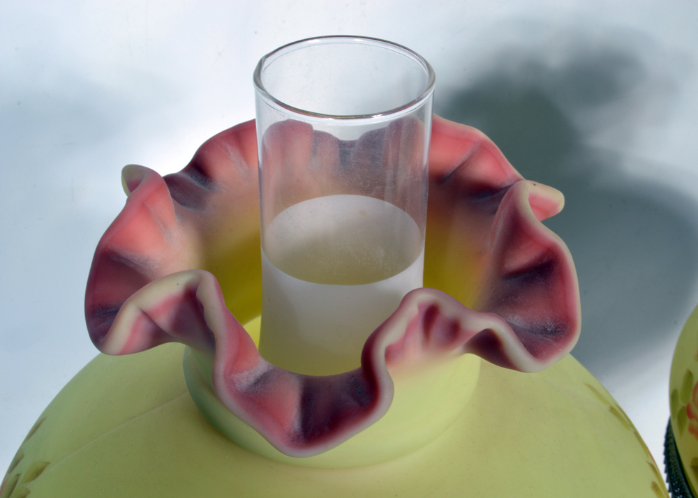 Hand Painted and Signed Fenton Glass Lamps