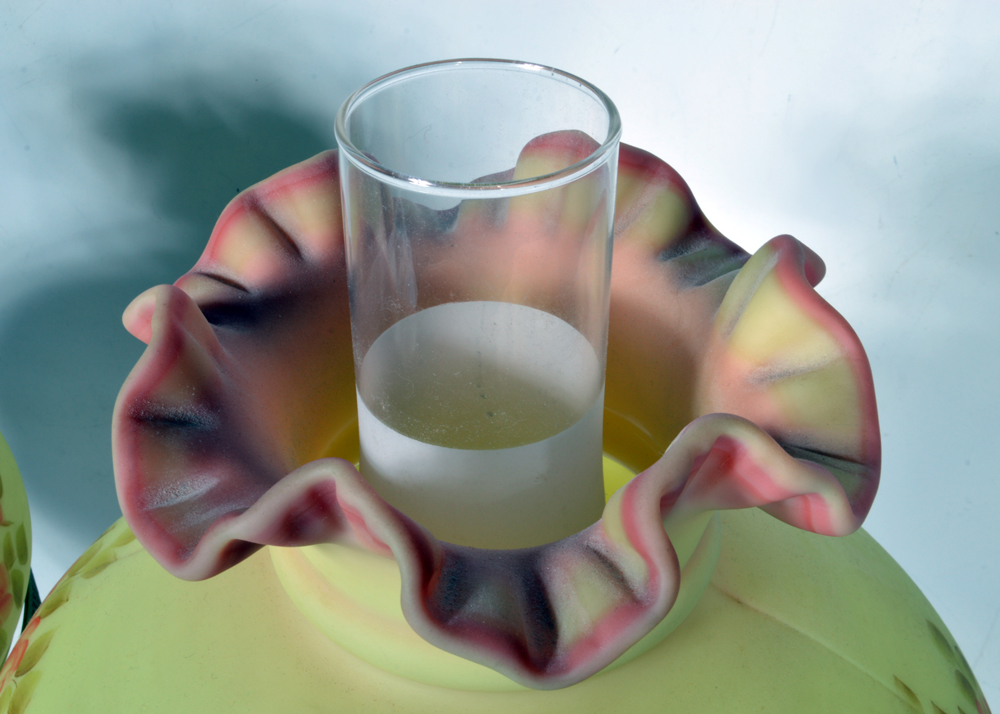 Hand Painted and Signed Fenton Glass Lamps