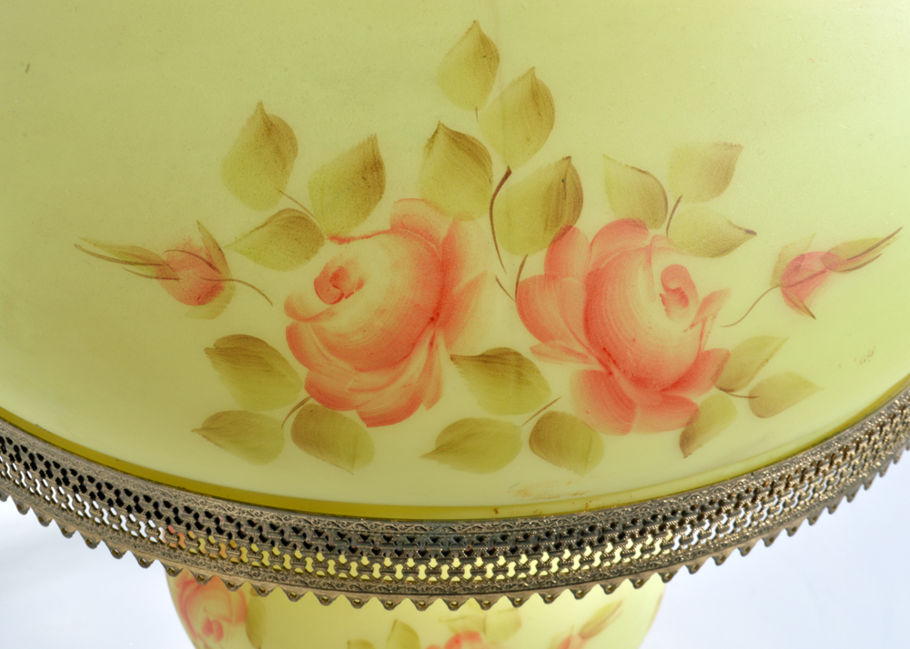 Hand Painted and Signed Fenton Glass Lamps
