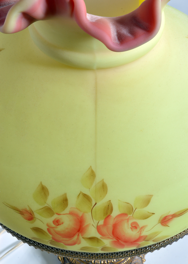 Hand Painted and Signed Fenton Glass Lamps