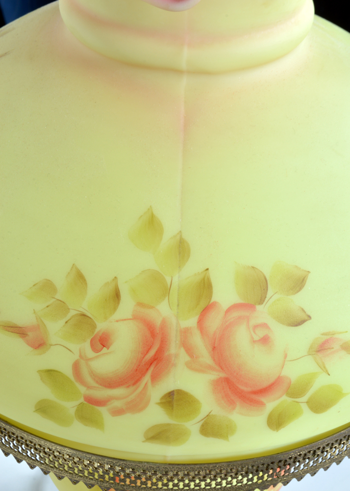 Hand Painted and Signed Fenton Glass Lamps