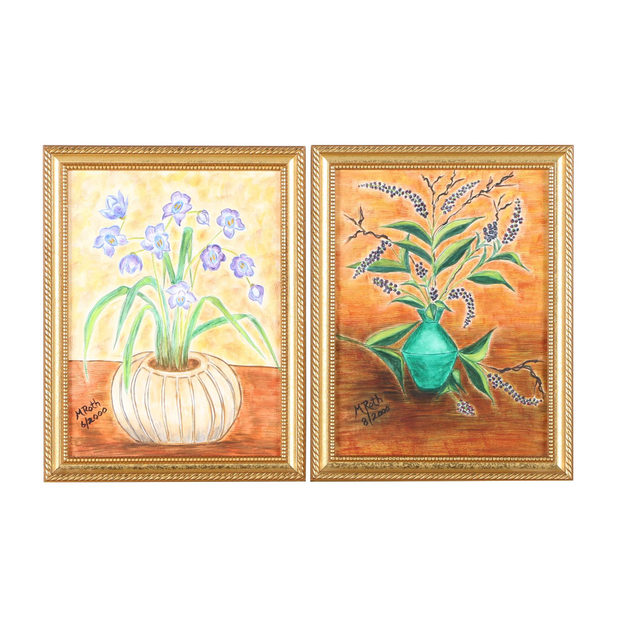 M. Roth Watercolors of Floral Still Life