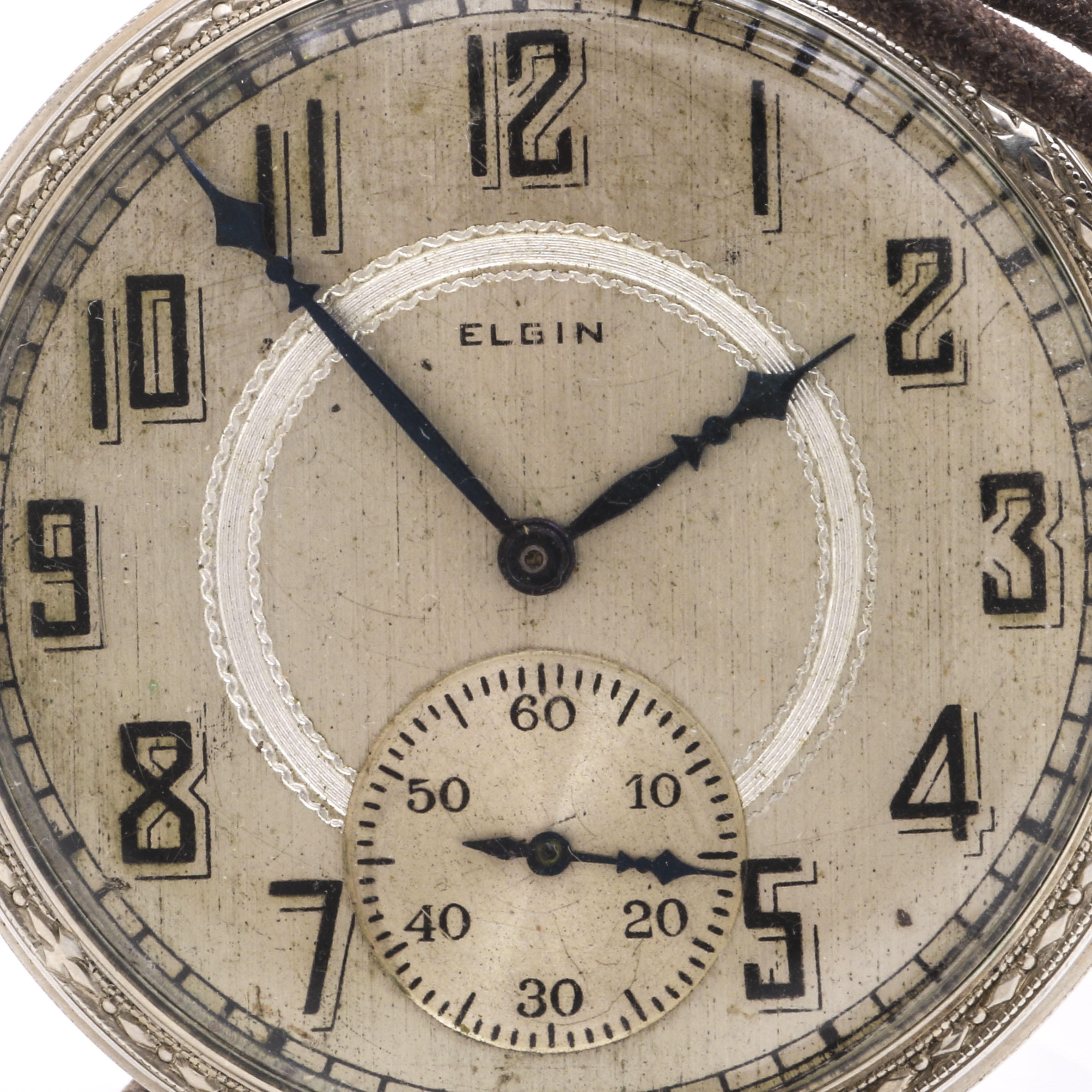 Elgin 14K White Gold Filled Pocket Watch