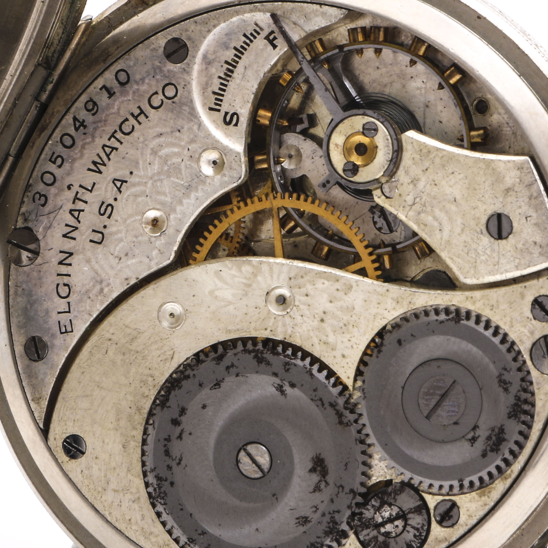 Elgin 14K White Gold Filled Pocket Watch